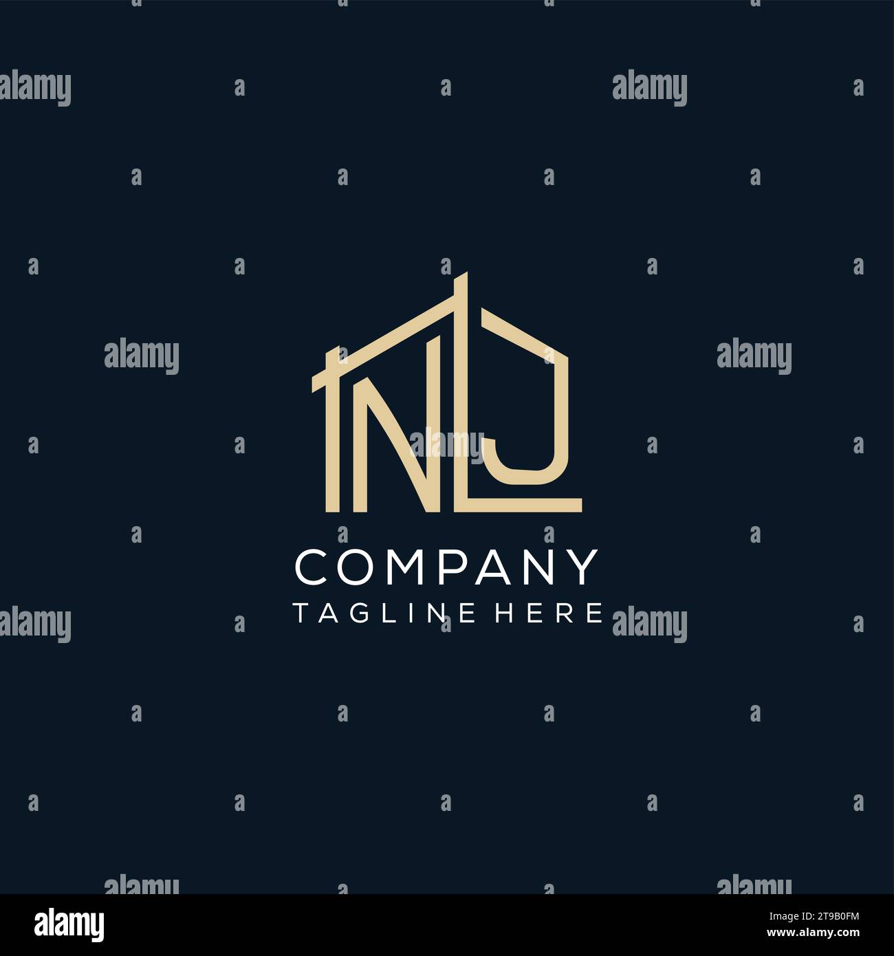 Initial NJ logo, clean and modern architectural and construction logo