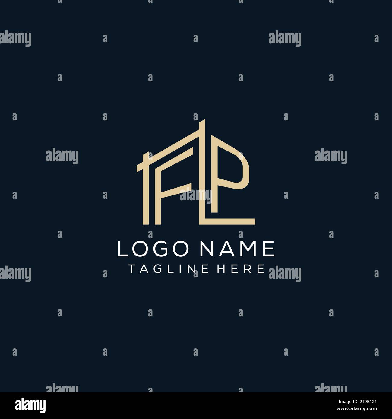 Initial FP logo, clean and modern architectural and construction logo design vector graphic Stock Vector