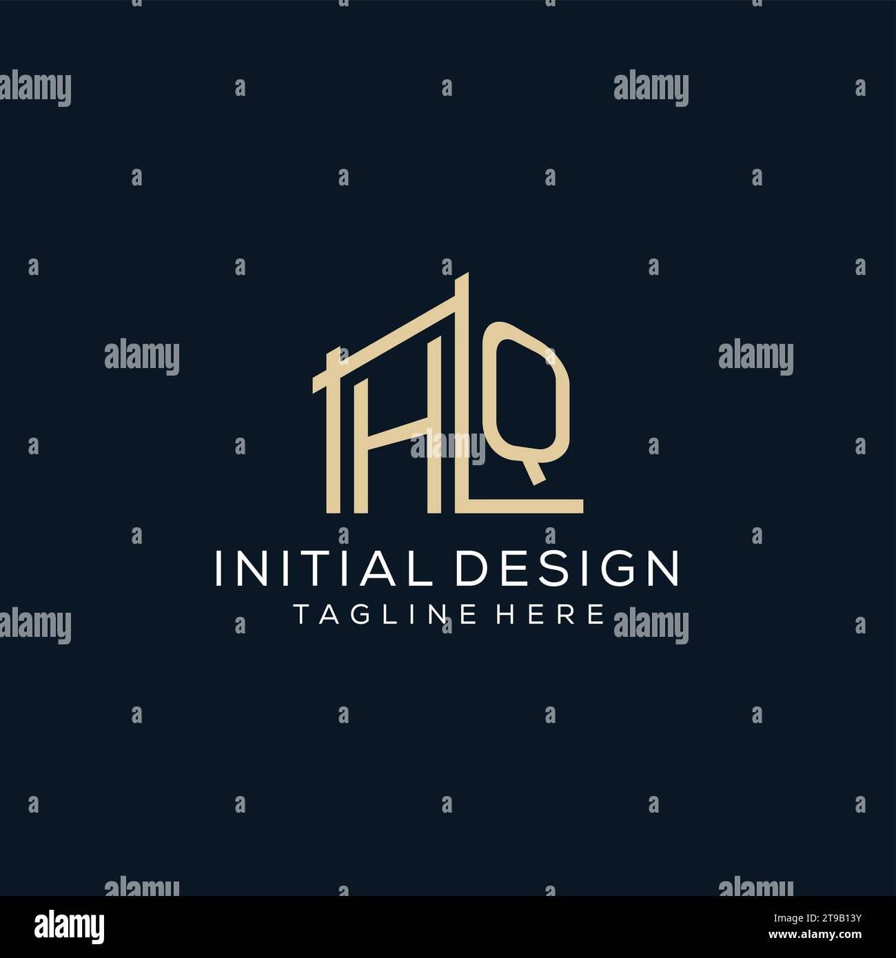 Initial HQ logo, clean and modern architectural and construction logo design vector graphic Stock Vector