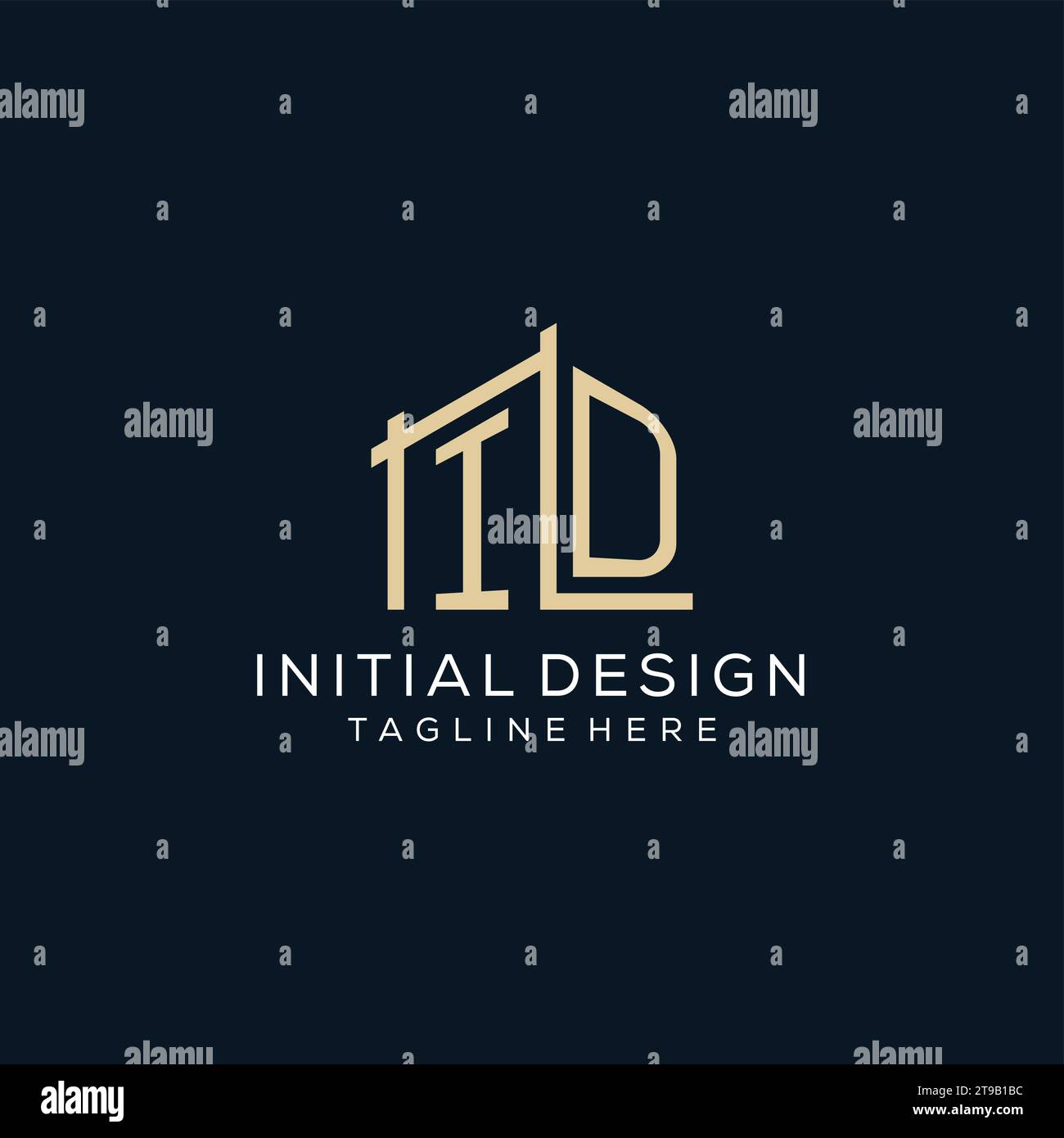 Initial ID logo, clean and modern architectural and construction logo design vector graphic Stock Vector