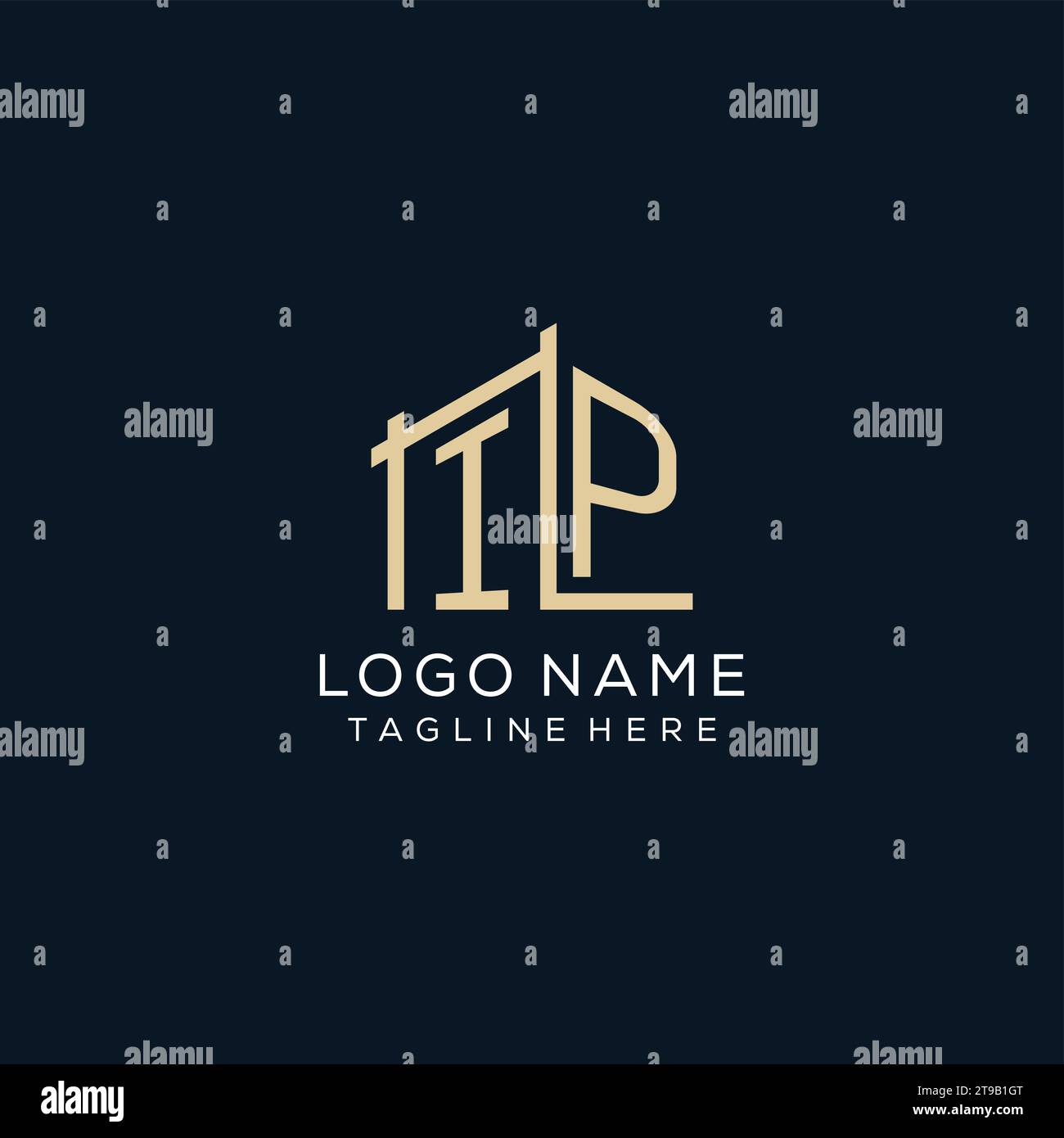 Initial IP logo, clean and modern architectural and construction logo ...