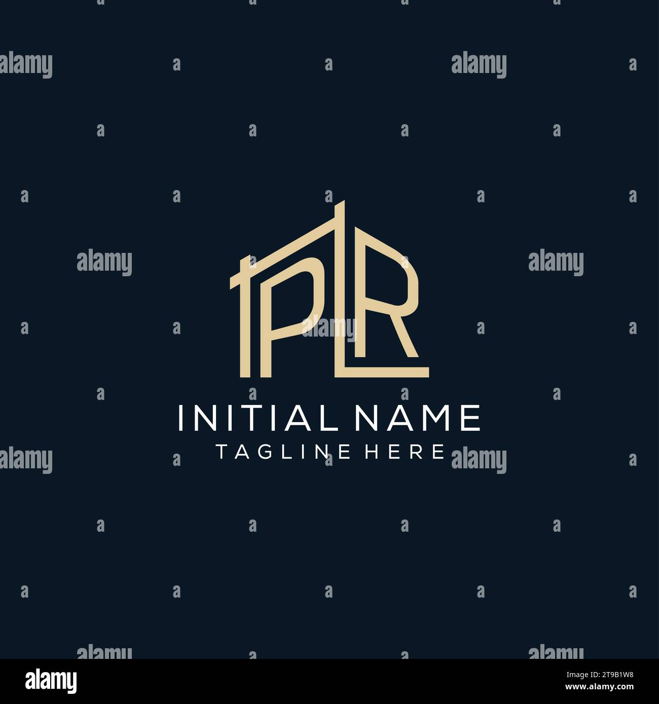 Initial PR logo, clean and modern architectural and construction logo design vector graphic Stock Vector