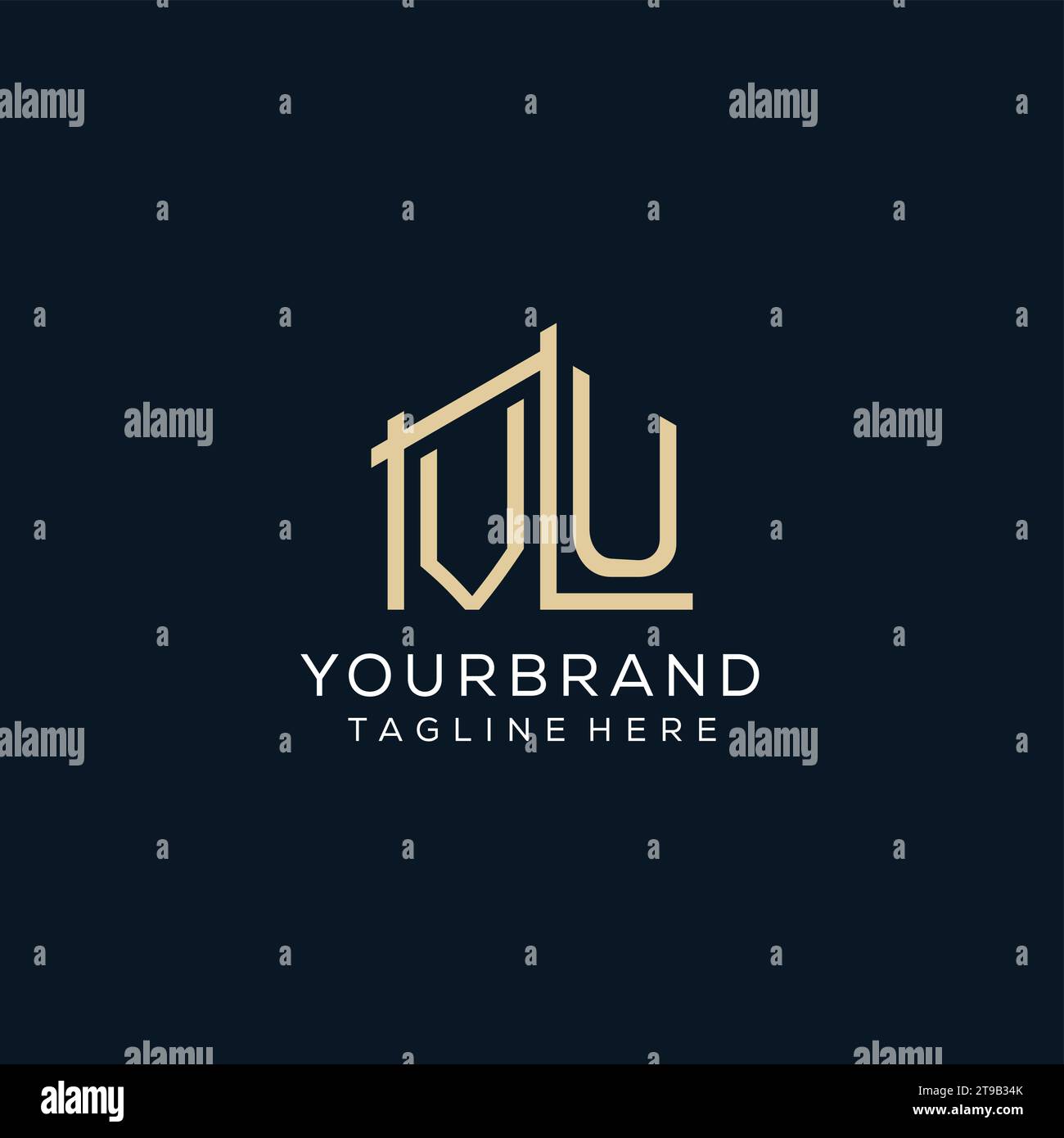 Initial VU logo, clean and modern architectural and construction logo design vector graphic Stock Vector