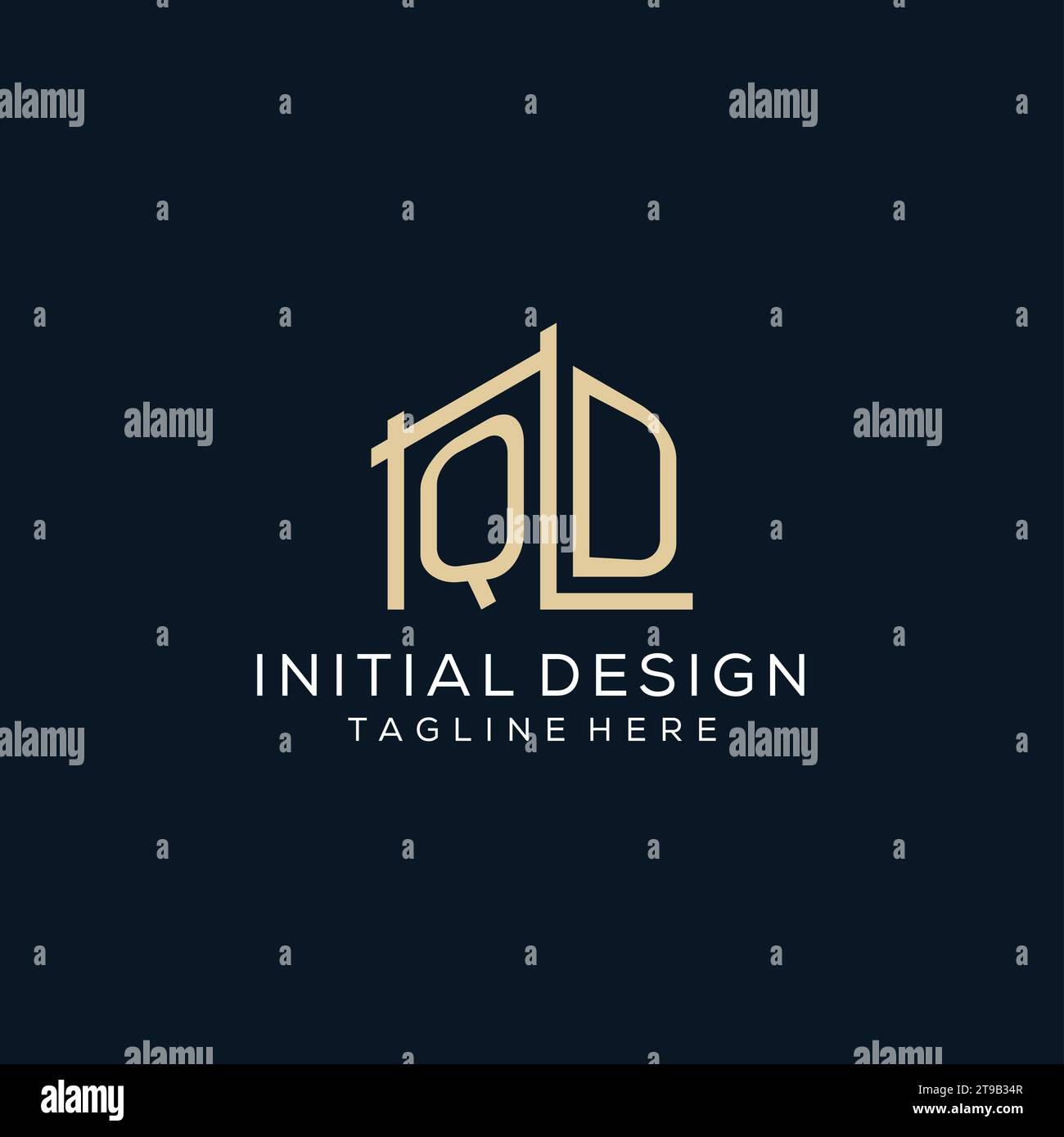 Initial QD logo, clean and modern architectural and construction logo ...