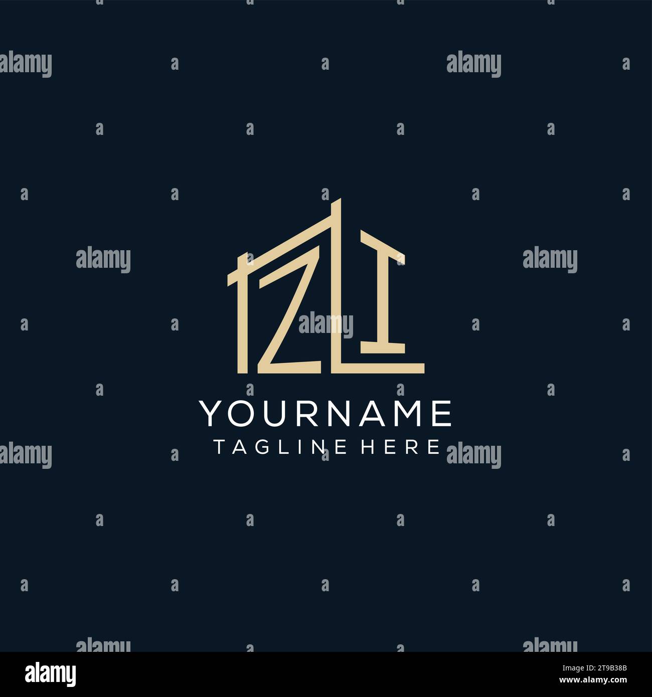 Initial ZI logo, clean and modern architectural and construction logo