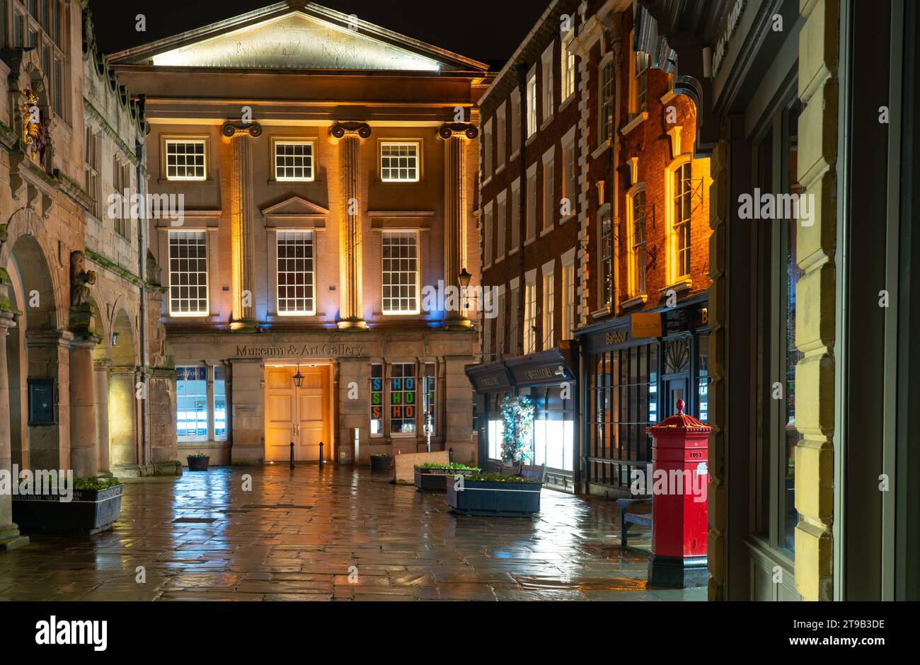 The Square, Shrewsbury, Shropshire, England. Shrewsbury Museum and Art Gallery too. Pictured in November 2023. Stock Photo