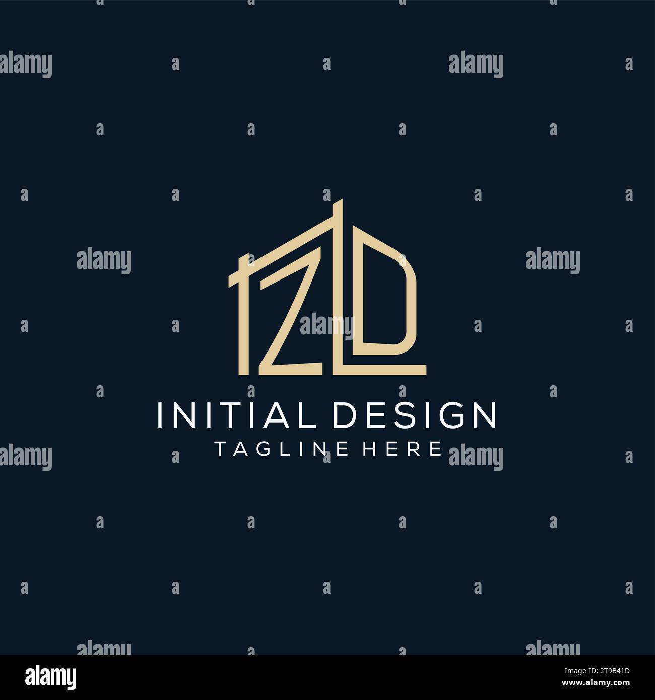 Initial ZD logo, clean and modern architectural and construction logo design vector graphic Stock Vector