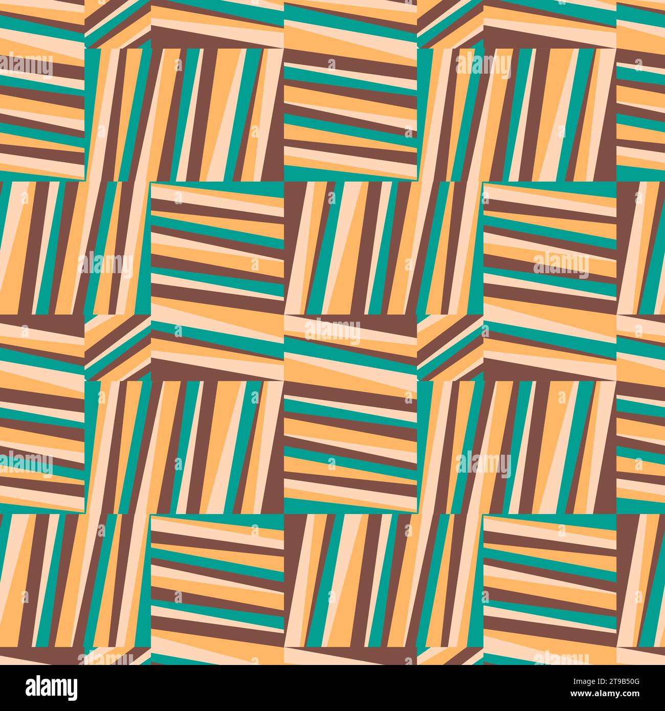 Abstract geometric pattern with stripes, oblique lines, brown blue and orange colors. Vector illustration Stock Vector