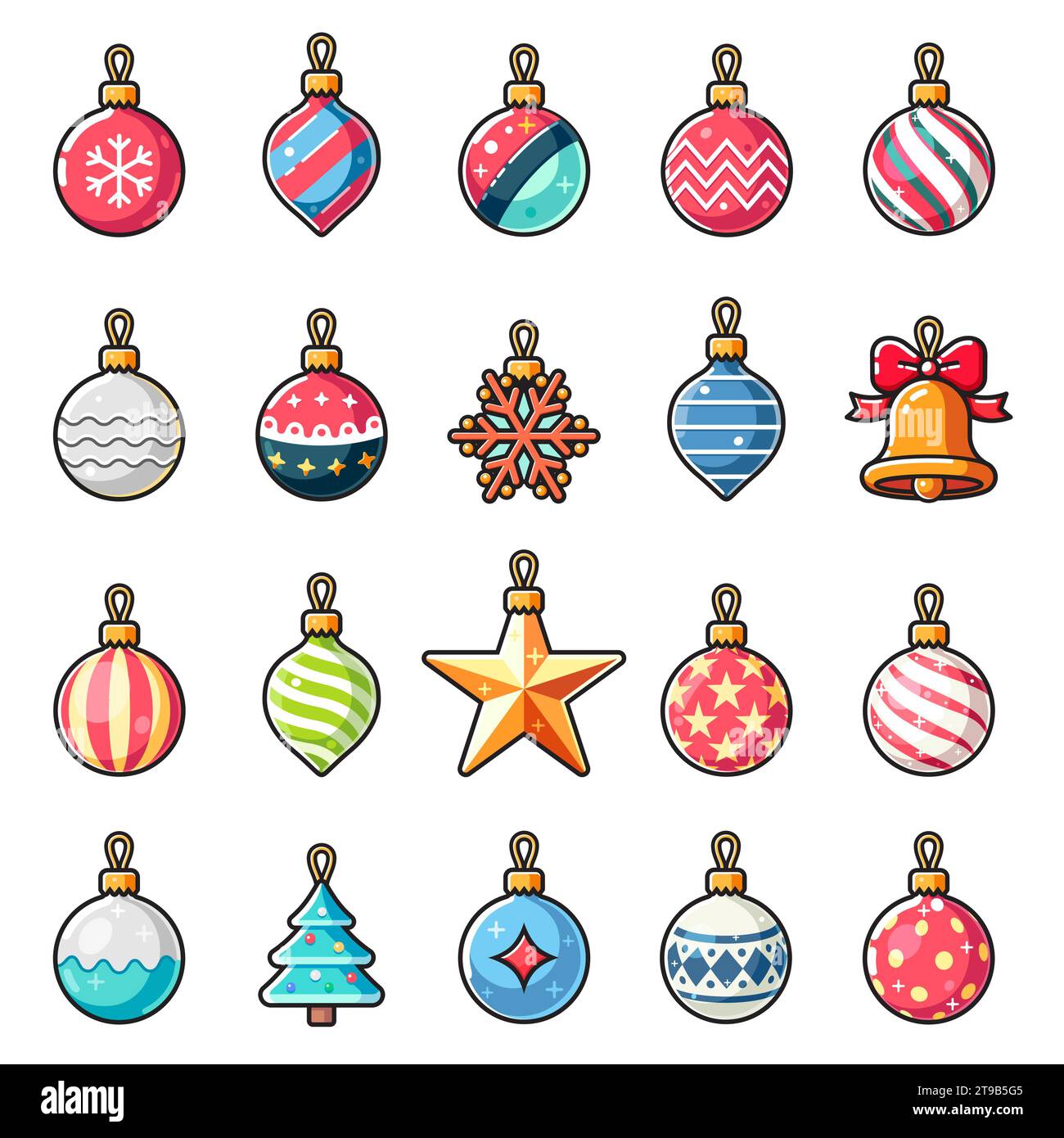 christmas ball ornaments collection flat design Stock Vector