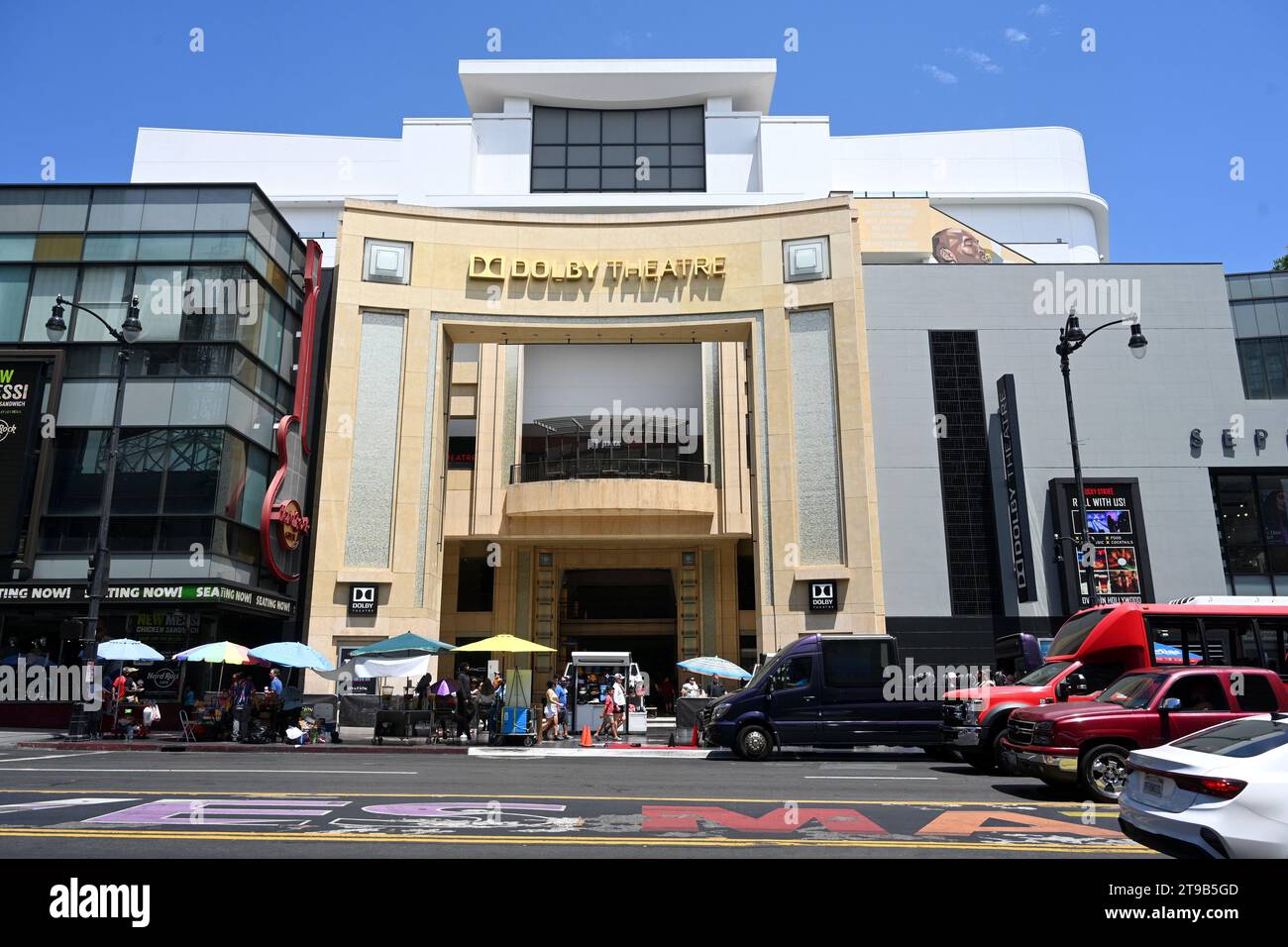Los Angeles, CA, USA - July 29, 2023: Dolby Theatre on Hollywood Boulevard. Dolby Theatre is a live-performance auditorium in the Ovation Hollywood sh Stock Photo