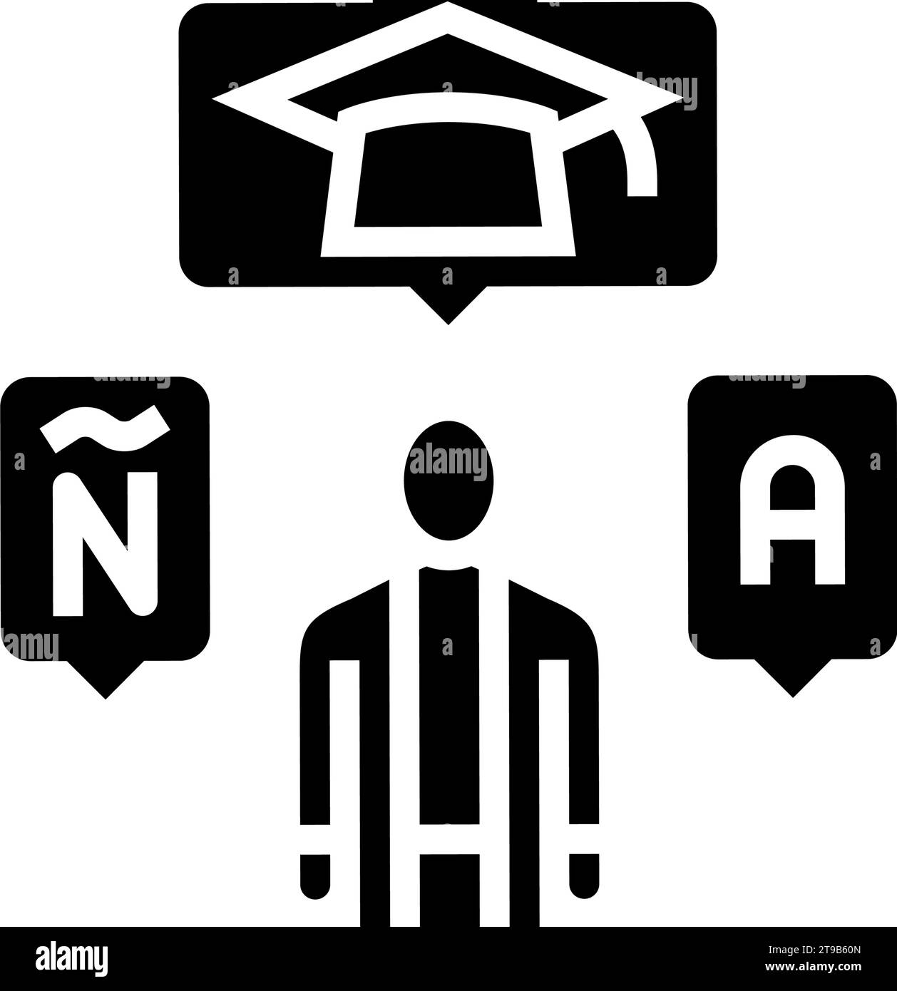 language skills primary school glyph icon vector illustration Stock Vector