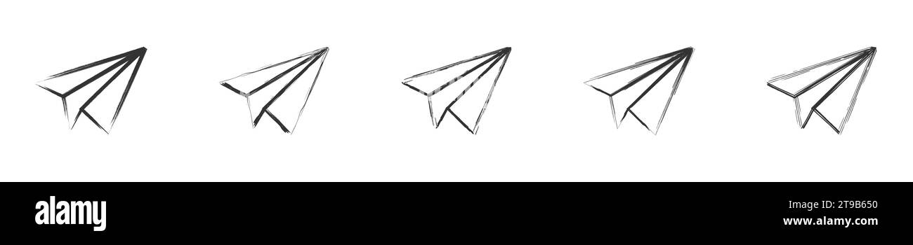 Hand drawn paper plane icon set. Vector illustration Stock Vector Image ...