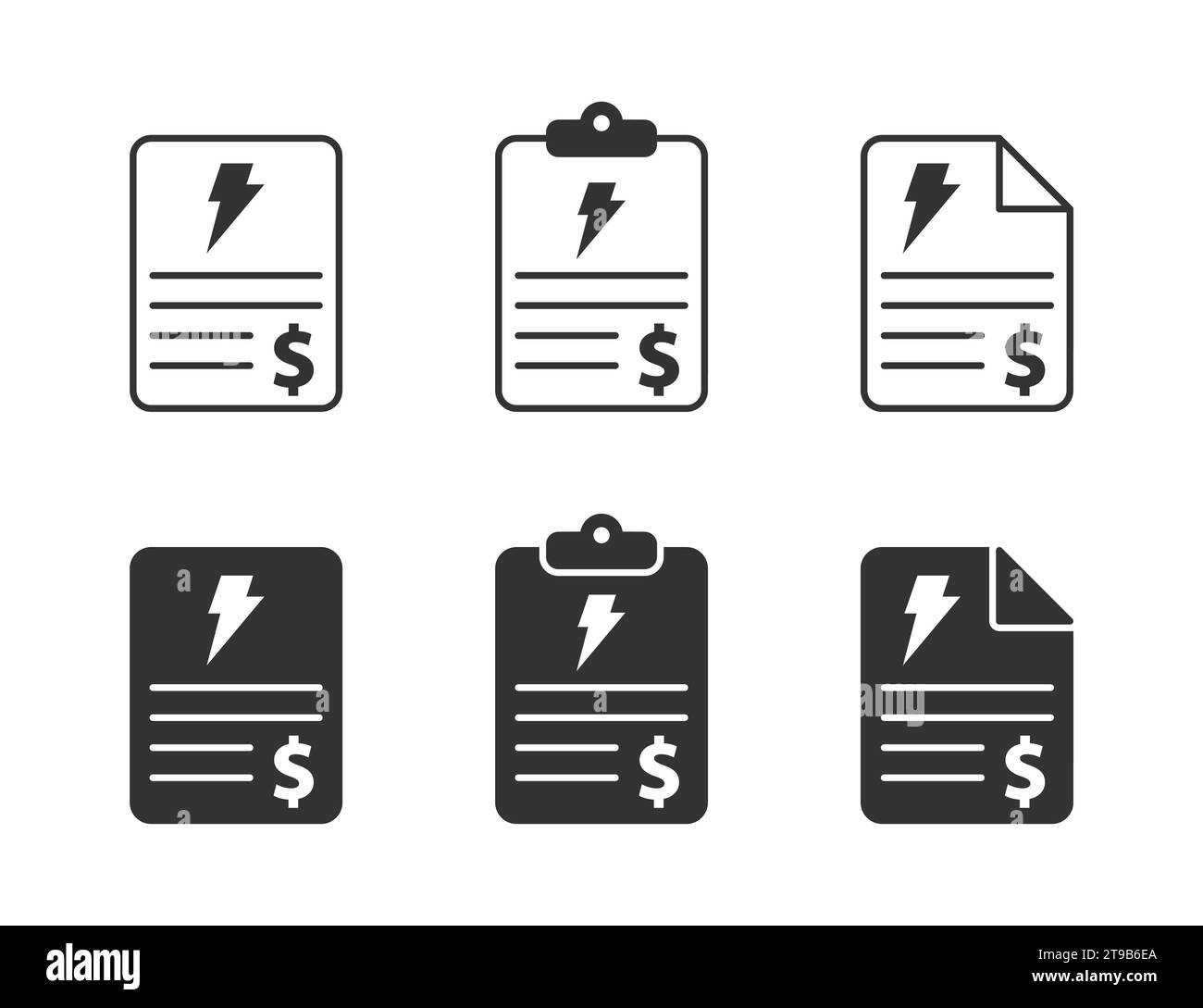 Electricity bill icon set. Vector illustration Stock Vector