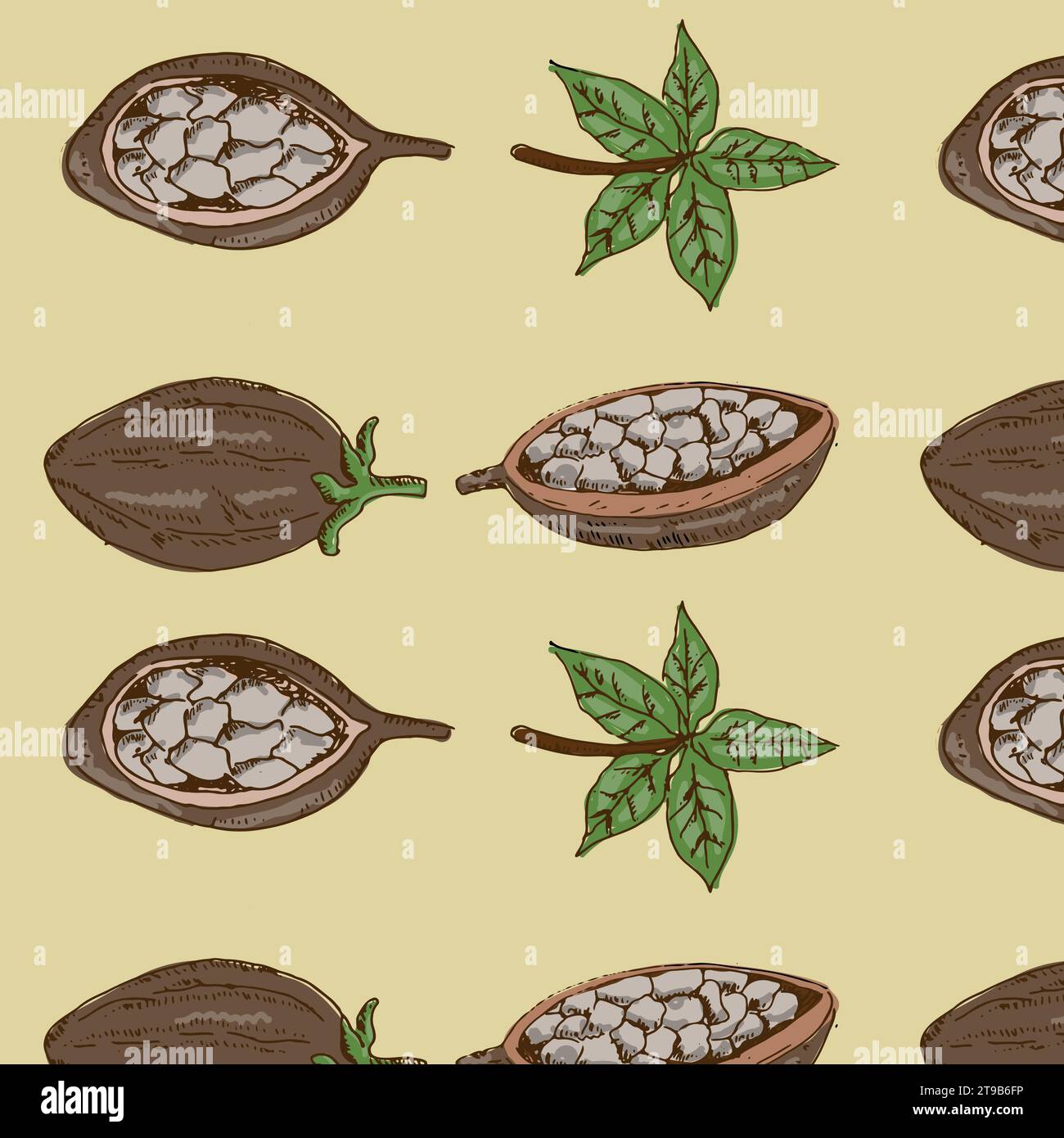 doodle sketch of Cocoa Beans - seamless background Stock Vector Image ...