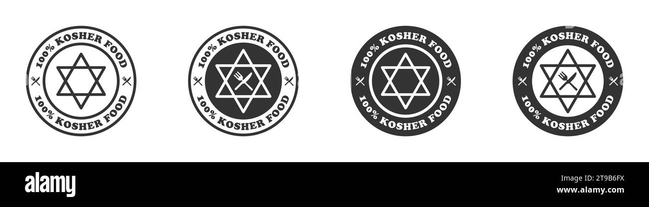 100% kosher food icon. Vector illustration Stock Vector
