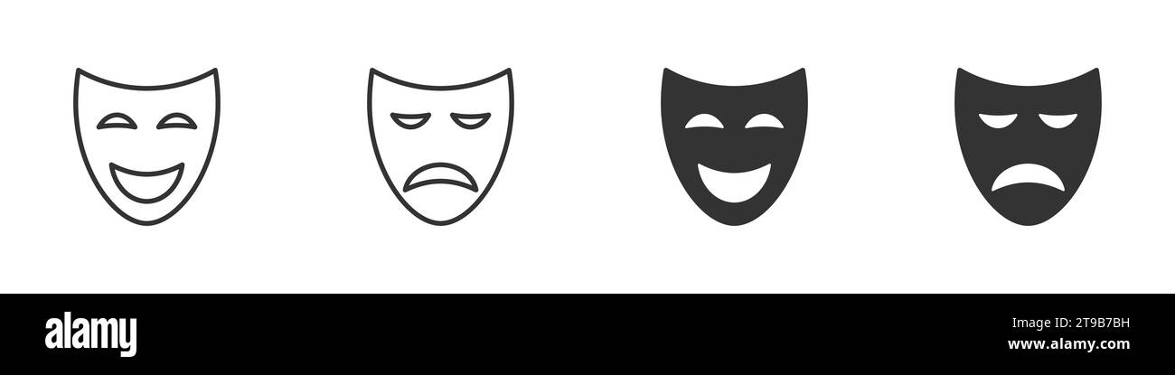 Comedy and tragedy mask icon. Vector illustration Stock Vector Image