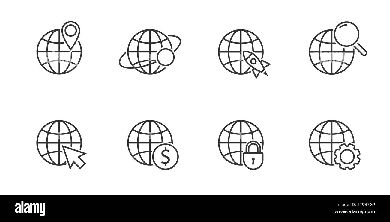 Globe line vector icon set. Vector illustration Stock Vector Image ...