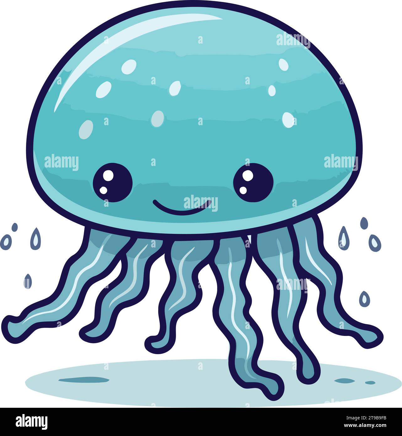 Cute cartoon jellyfish. Vector illustration isolated on white ...