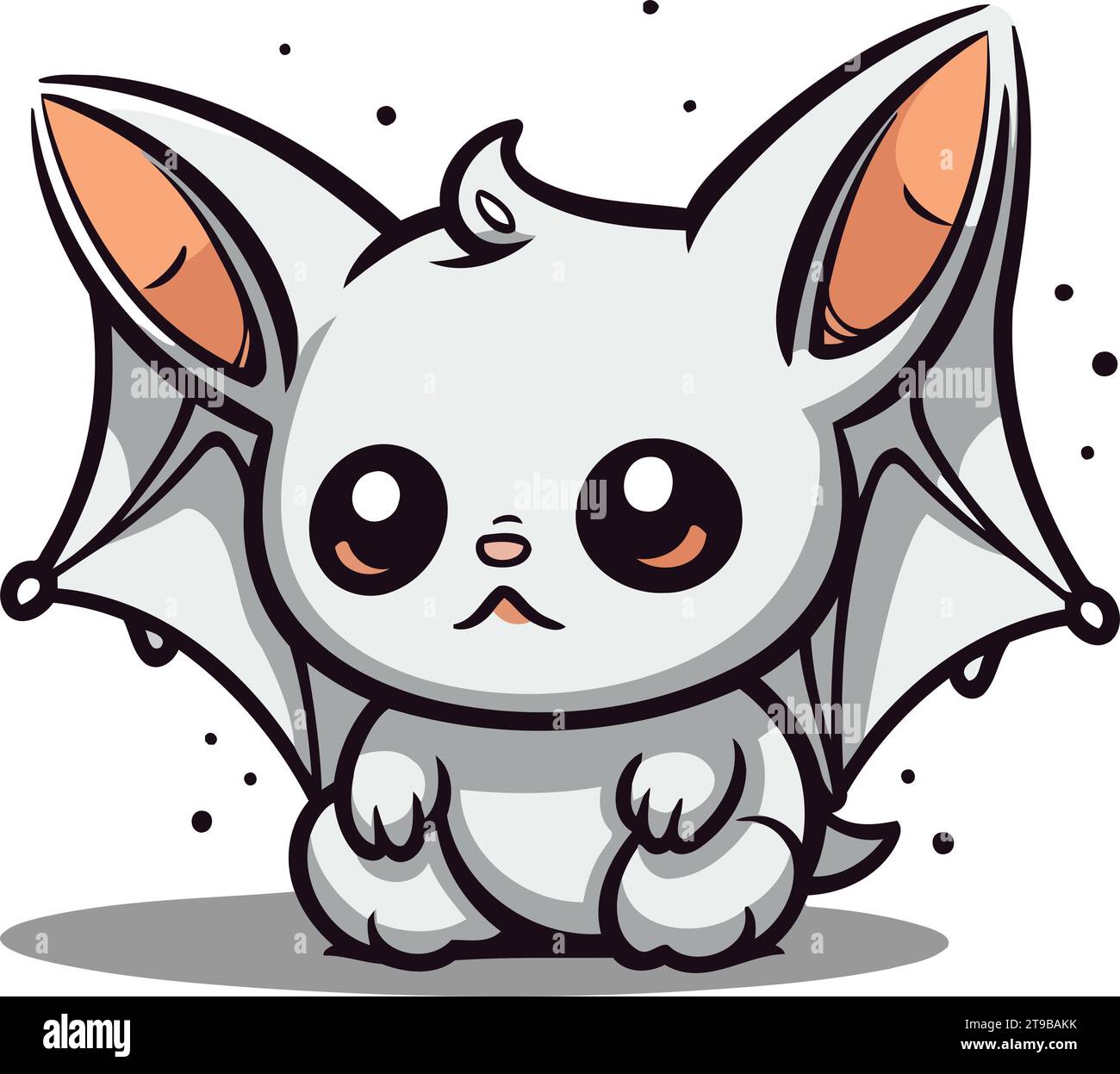 Cute little bat character cartoon vector illustration. Cute cartoon bat
