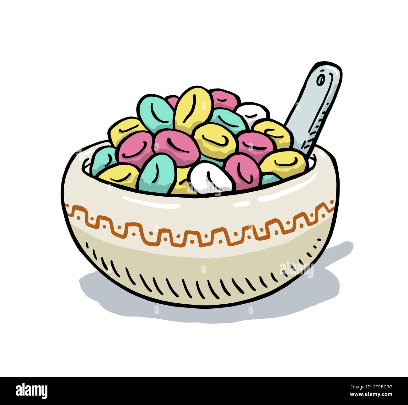 Hand Drawn Cartoon Doodle Bowl Of Cereal Vector Illustration Stock