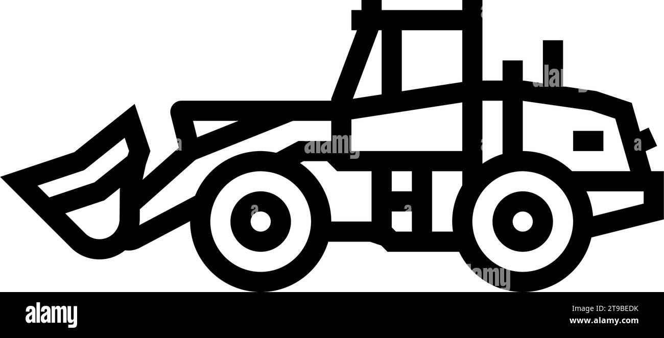wheel loader construction vehicle line icon vector illustration Stock ...