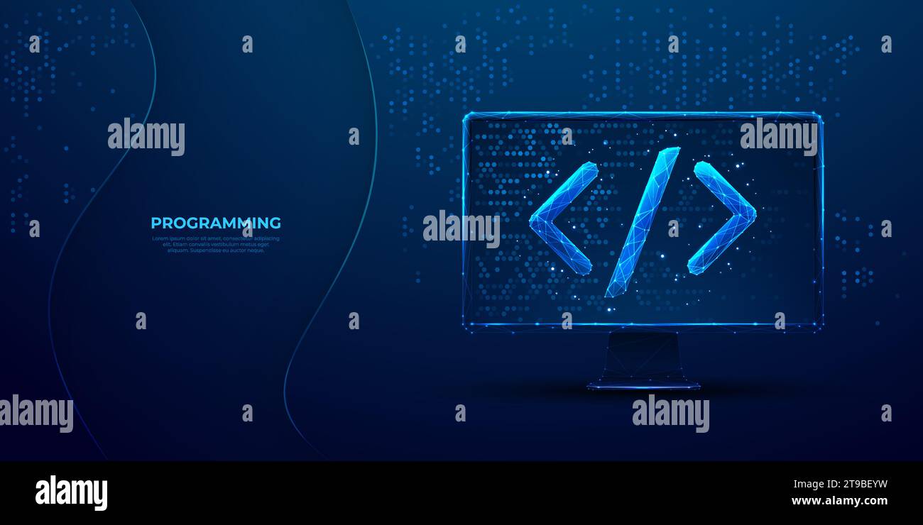Programming code on the computer screen. Software or web development Stock Vector