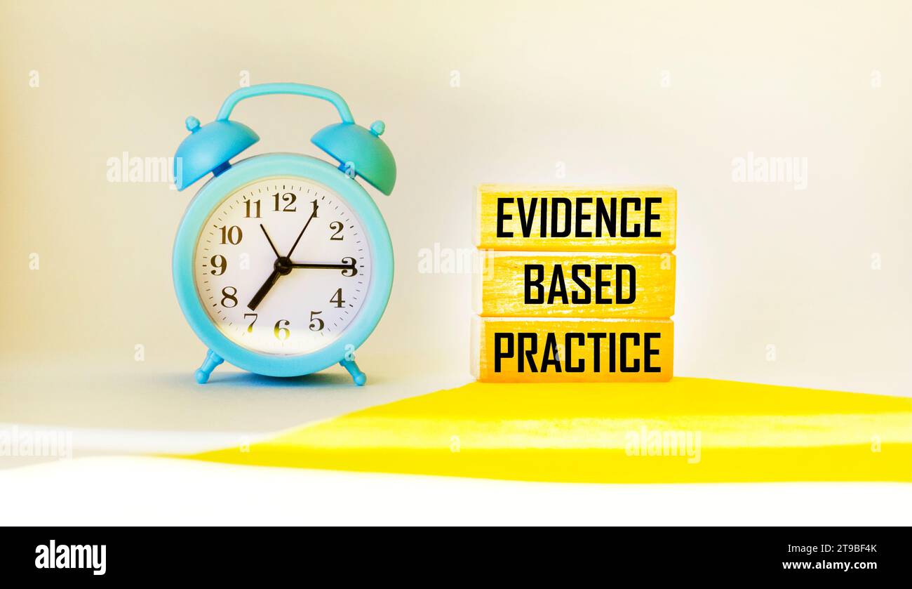 Evidence Creative Background Evidence based practice text concept on wooden blocks. Beautiful ...