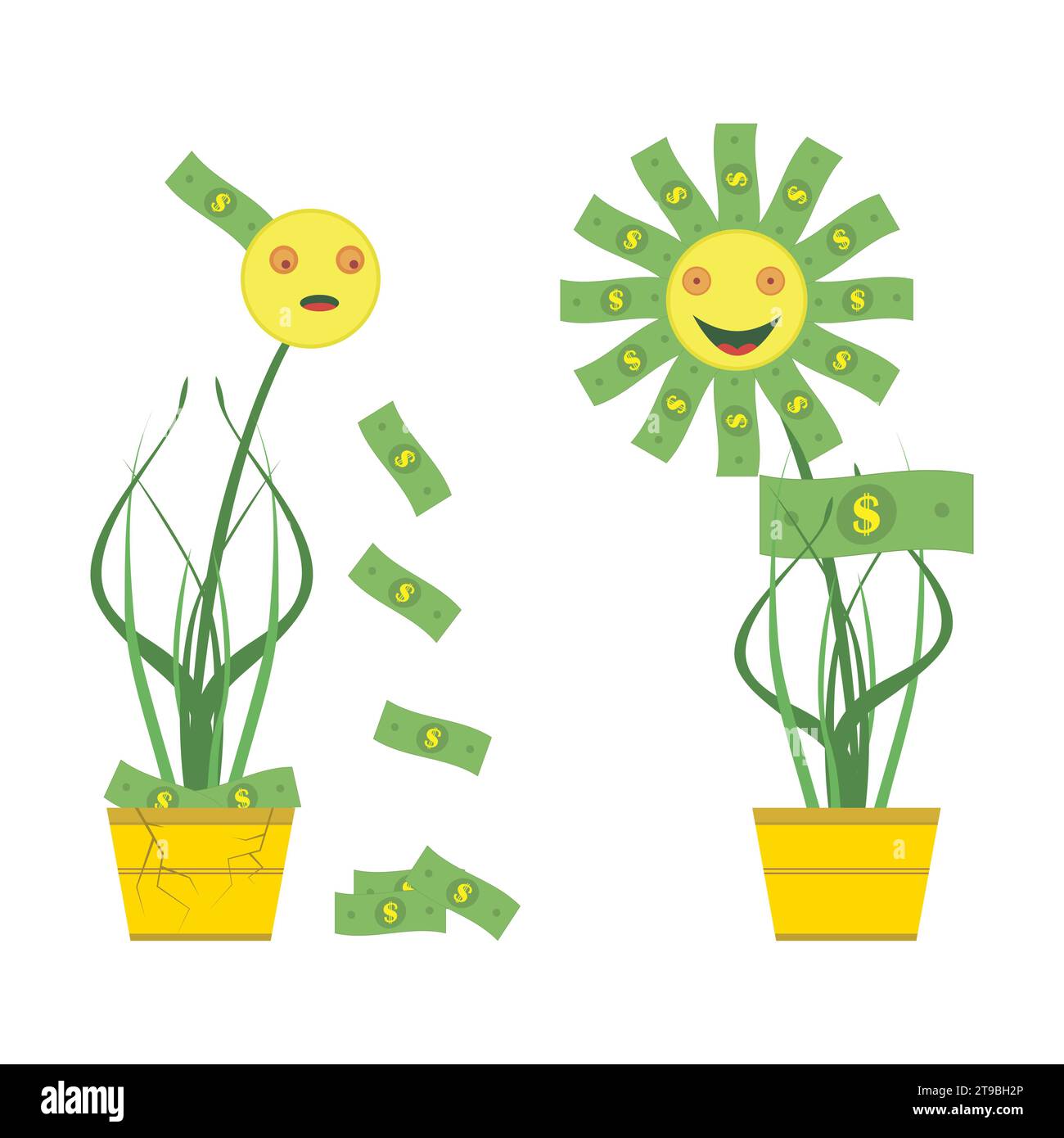Cartoon flower with money. Vector illustration Stock Vector Image & Art