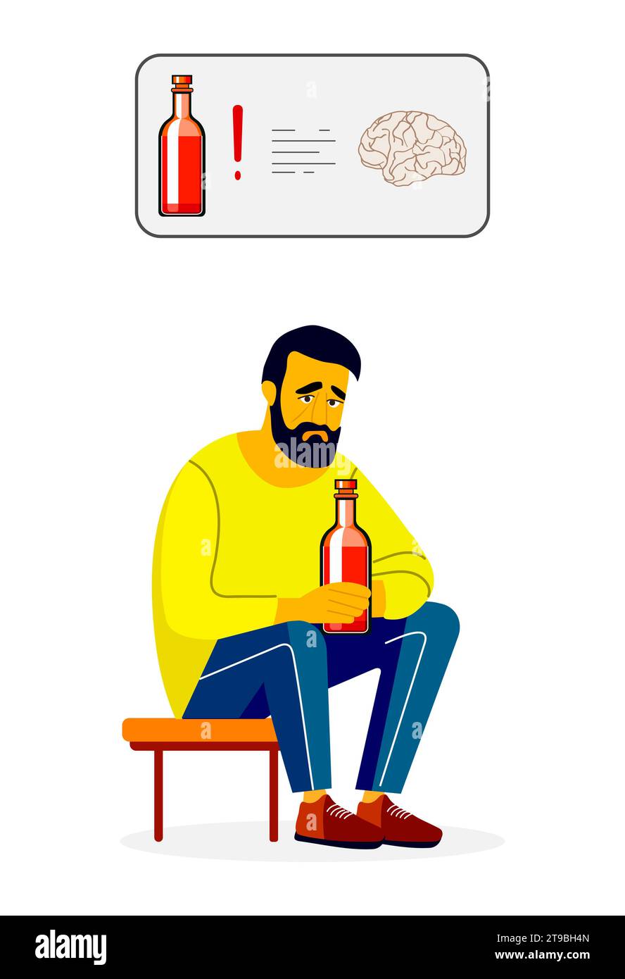 Alcoholism problem vector illustration Unhealthy lifestyle Alcoholic