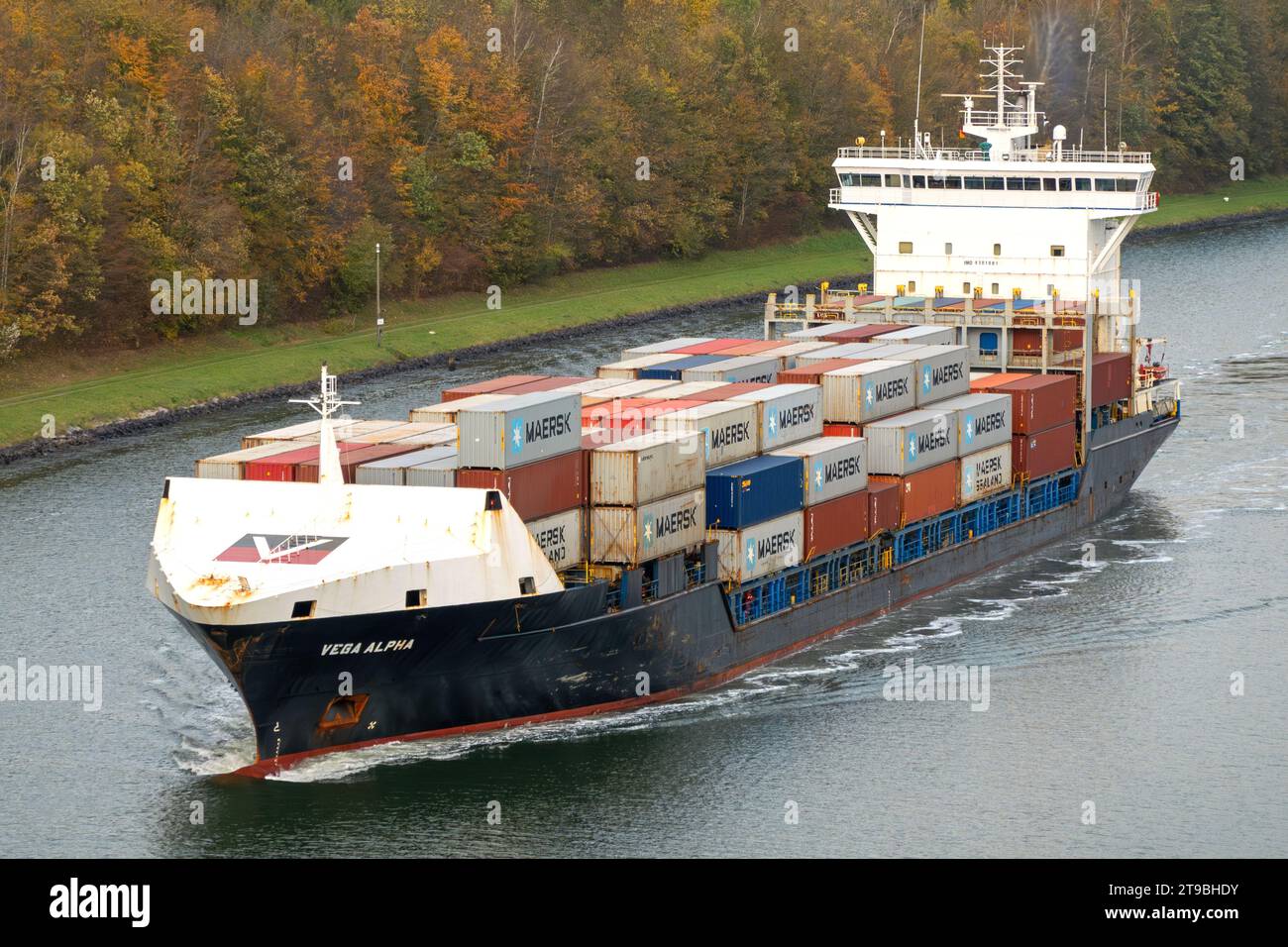 Containership VEGA ALPHA at the Kiel Canal Stock Photo