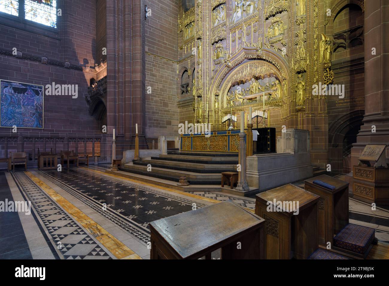 Golden Altar in the Anglican Cathedral Liverpool or Liverpool Cathedral aka Cathedral Church of Christ in Liverpool Stock Photo