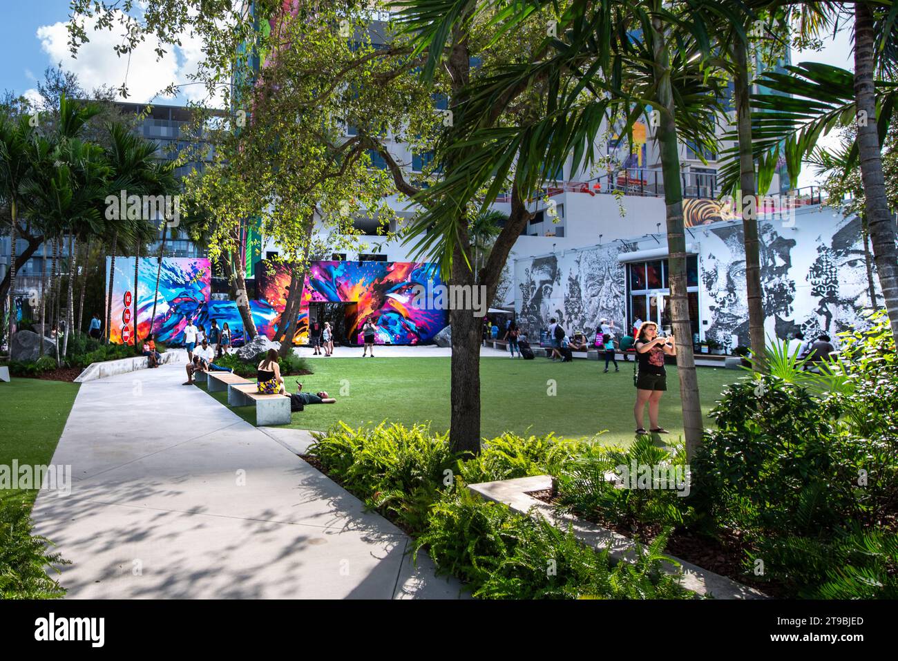 Miami, FL—Nov 20, 2023; View of Wynwood Wall Art Museum in Wynwood Art District. The district, home to over 10 galleries, museums and collections and Stock Photo