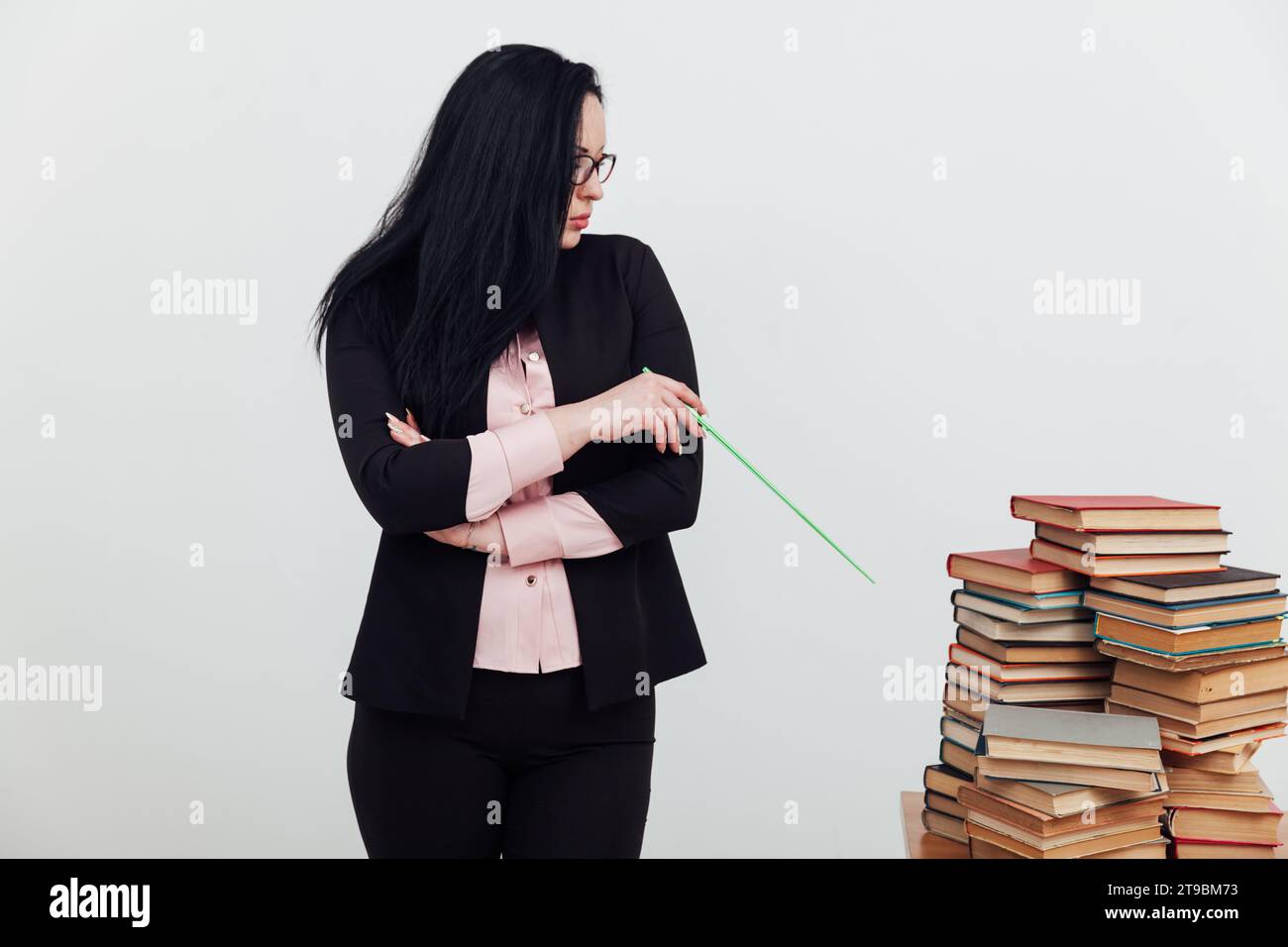 Business Woman Teacher Librarian Books Stock Photo