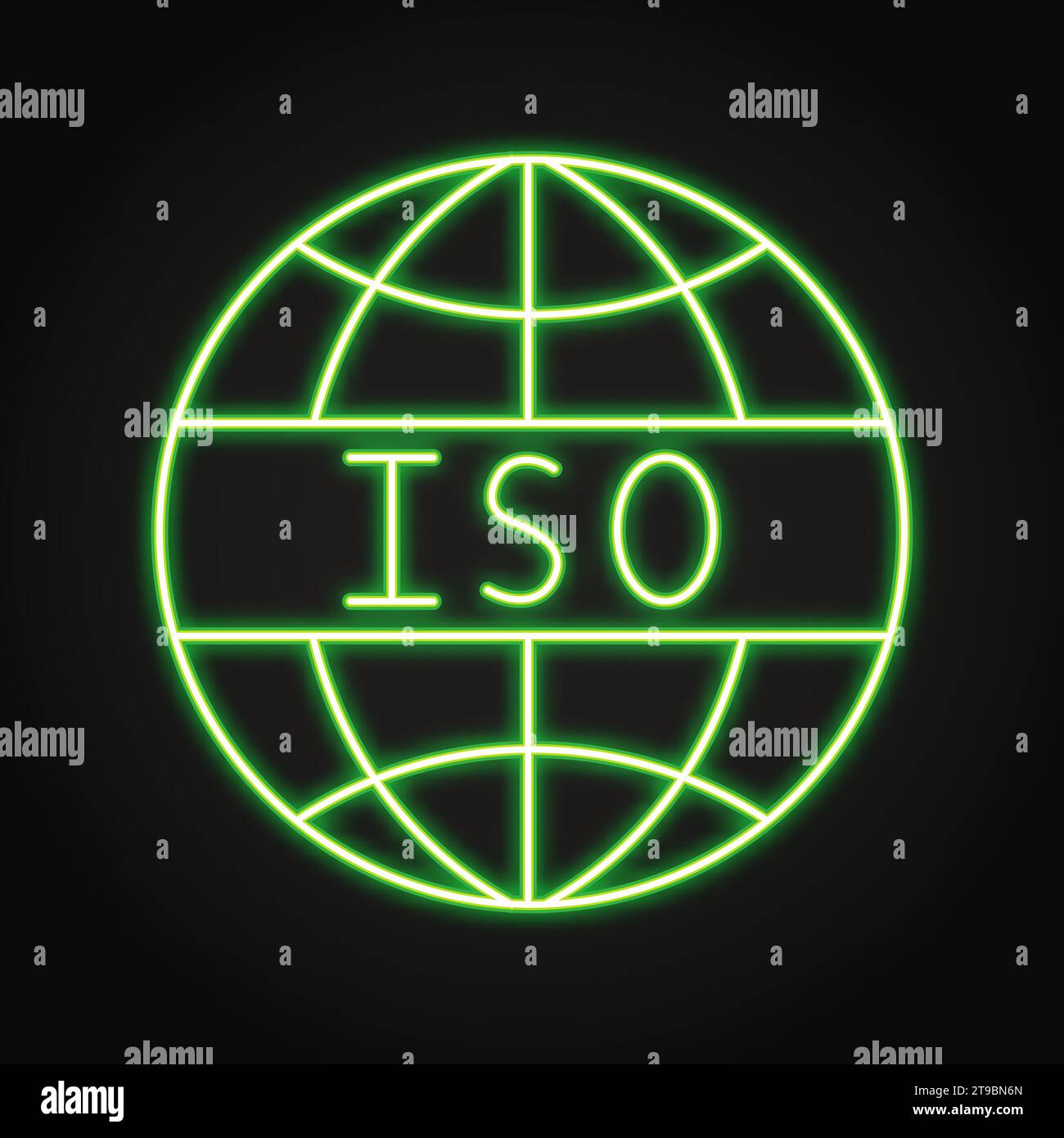 ISO quality standard neon icon. International quality standards and management symbol. Vector illustration Stock Vector