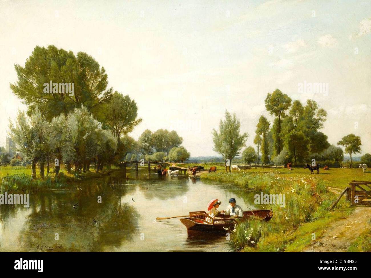 Boating on the Stour at Dedham 1884 by Frederick George Cotman Stock ...