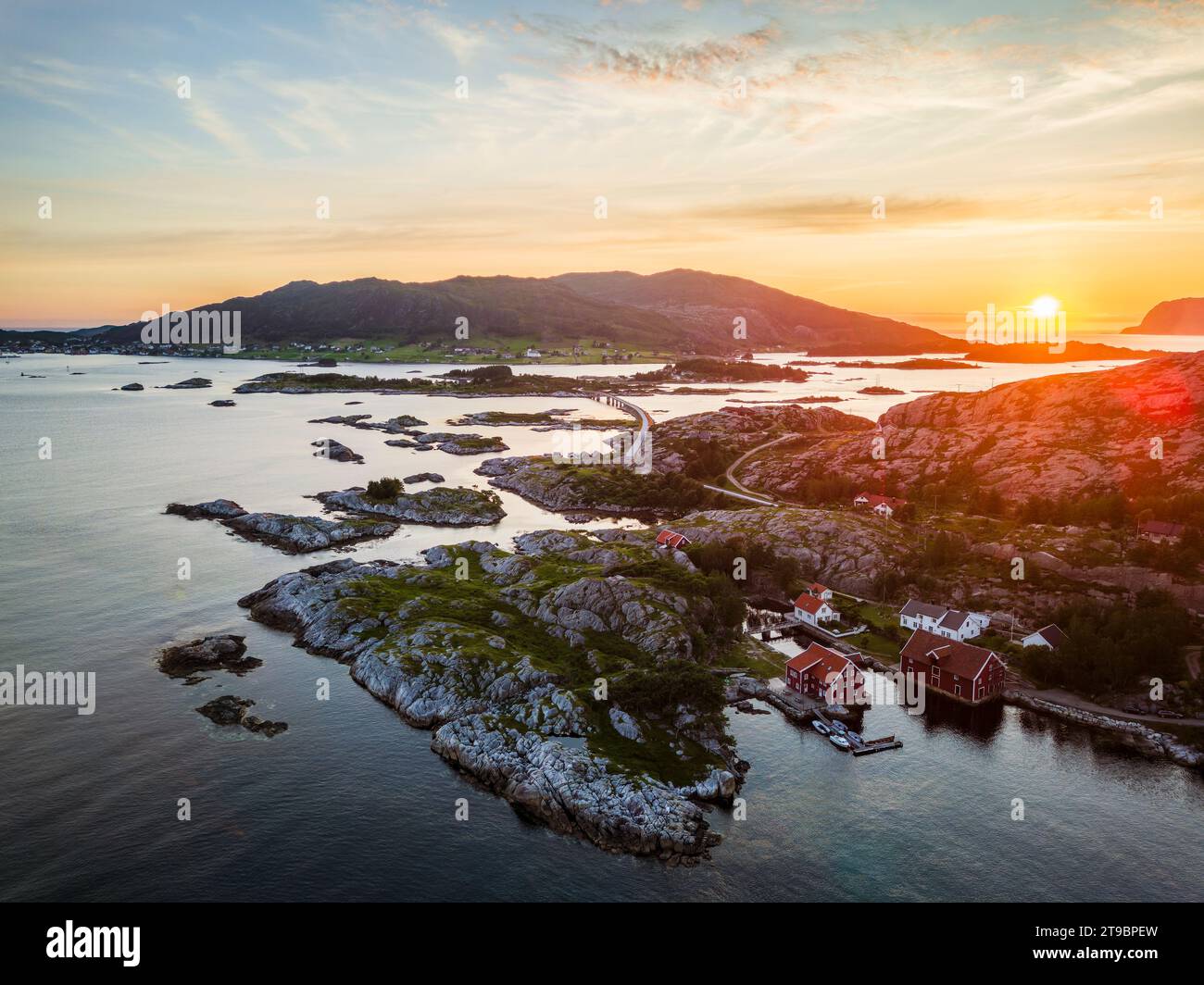 High angle view of rocky coat at sunset Stock Photo
