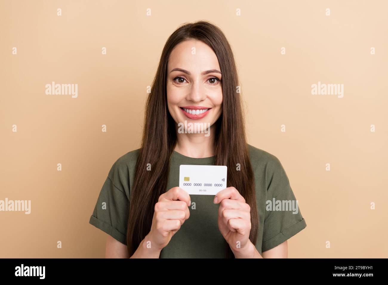 Photo of mature banking for business owners woman holding debit card