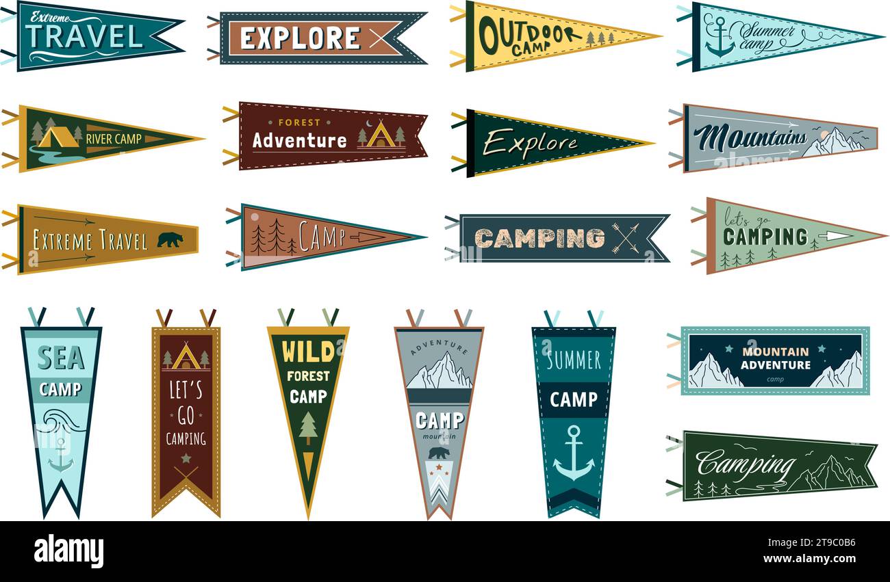 Adventure Pennants. Outdoor and camping enthusiast banner collection