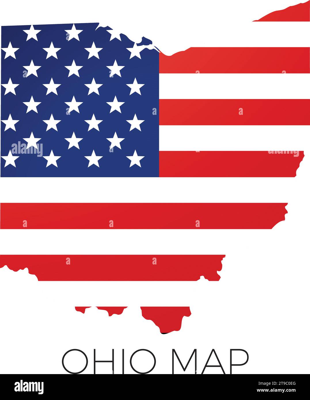 ohio map with flag Stock Vector
