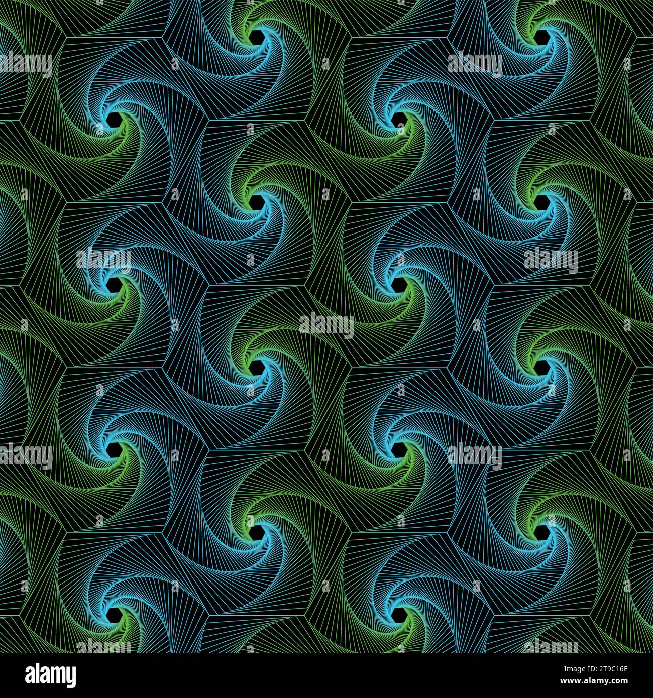 Seamless pattern of colorful fractal curves. Seamless pattern of gradient fractals. Background of fractals. Stock Vector
