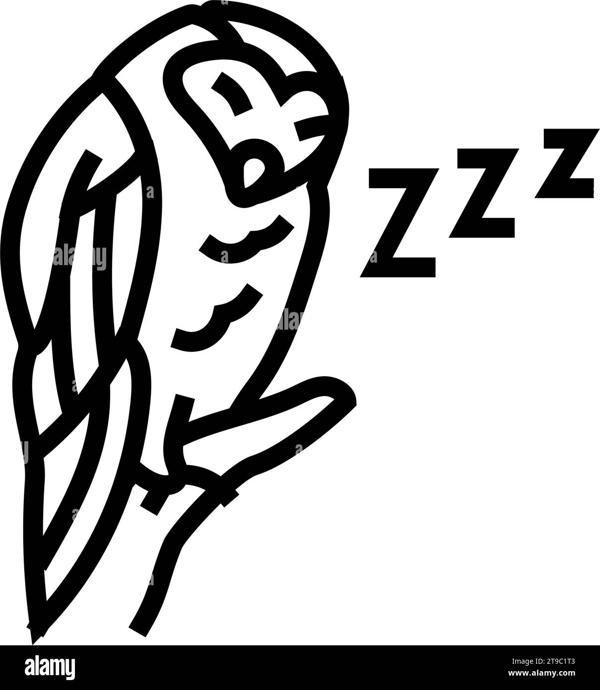 sleepy owl sleep night line icon vector illustration Stock Vector Image