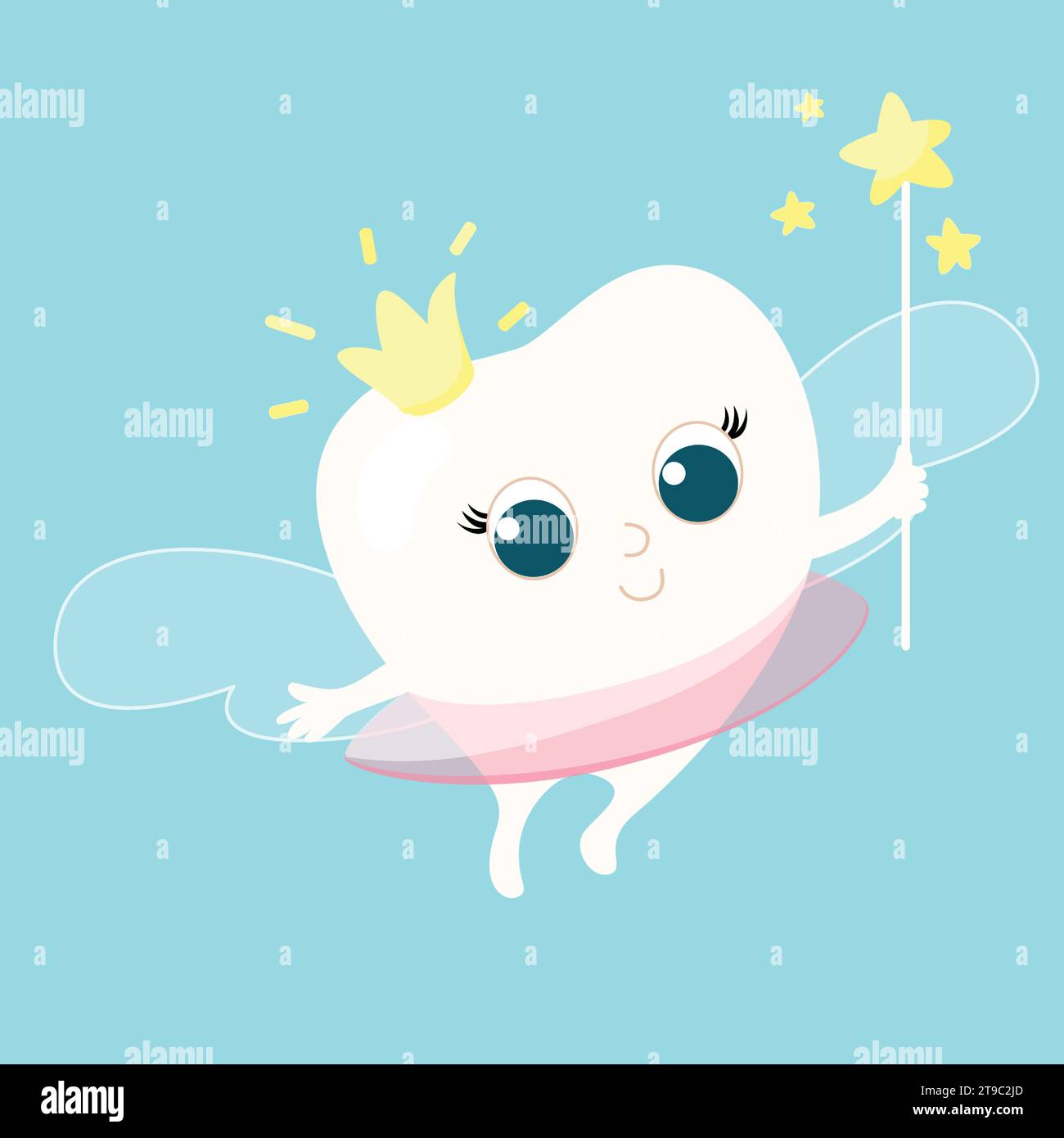 A very cute tooth with wings, a crown and a magic wand. This is a Tooth ...