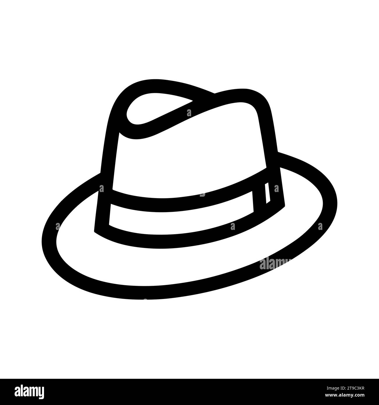 Fedora hat icon. Fedora hat black linear icon on white background. Vector illustration Stock Vector