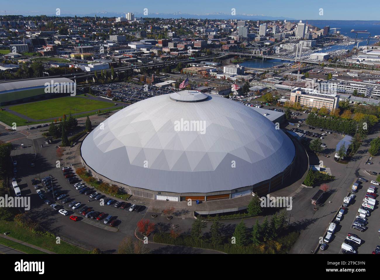 A general overall aerial view of the Tacoma Dome, Friday, Oct. 27, 2023 ...