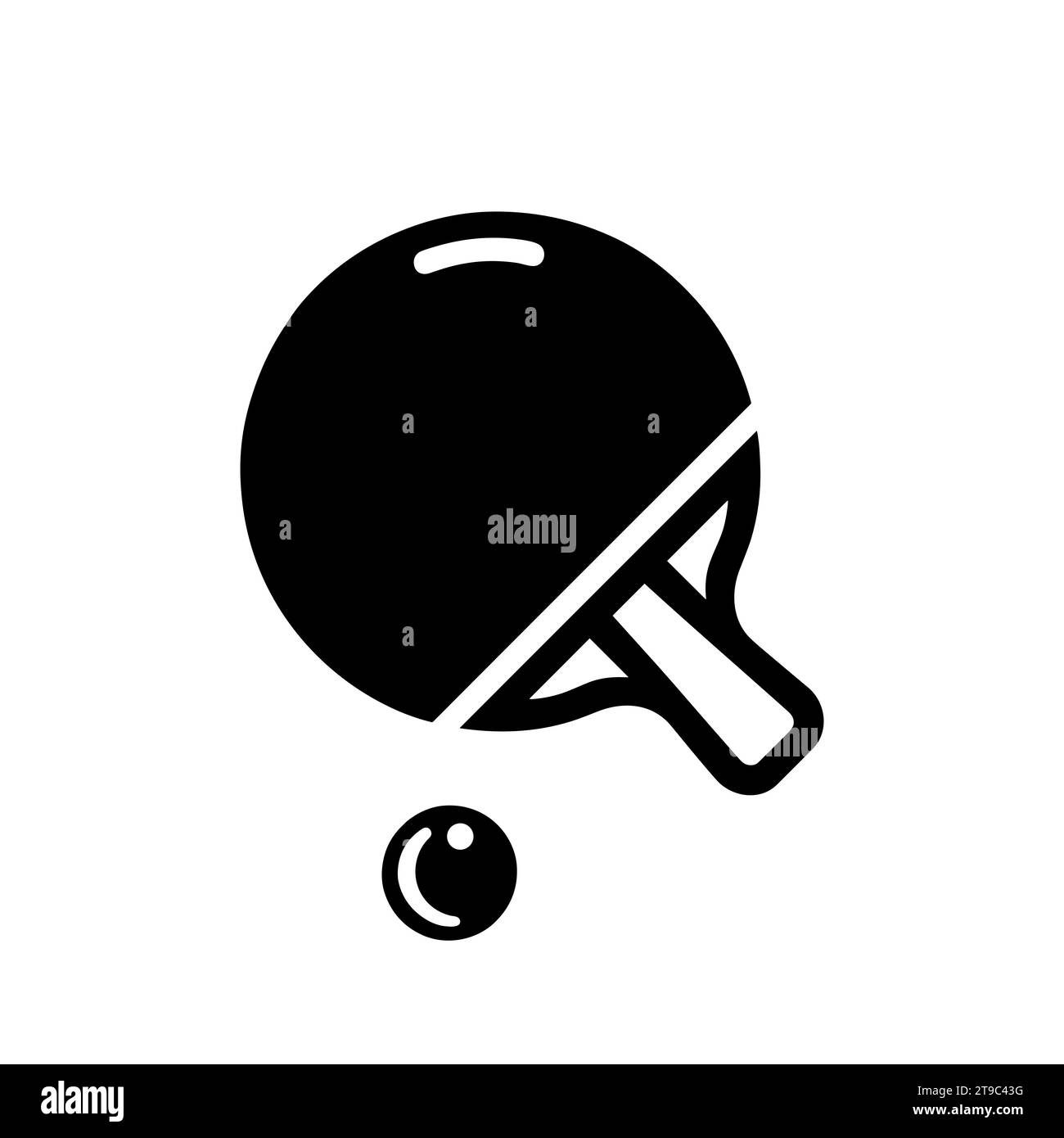 Tennis racket icon. Black icon of table tennis racket and ball. Vector