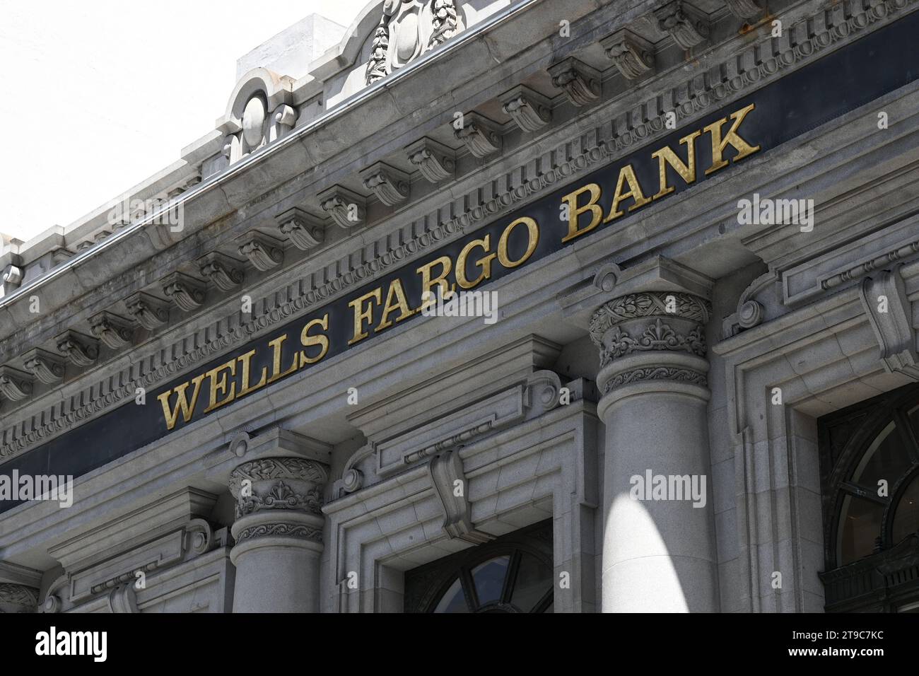 San Francisco, CA, USA - July 26, 2023: A Wells Fargo Bank in downtown of San Francisco. Stock Photo