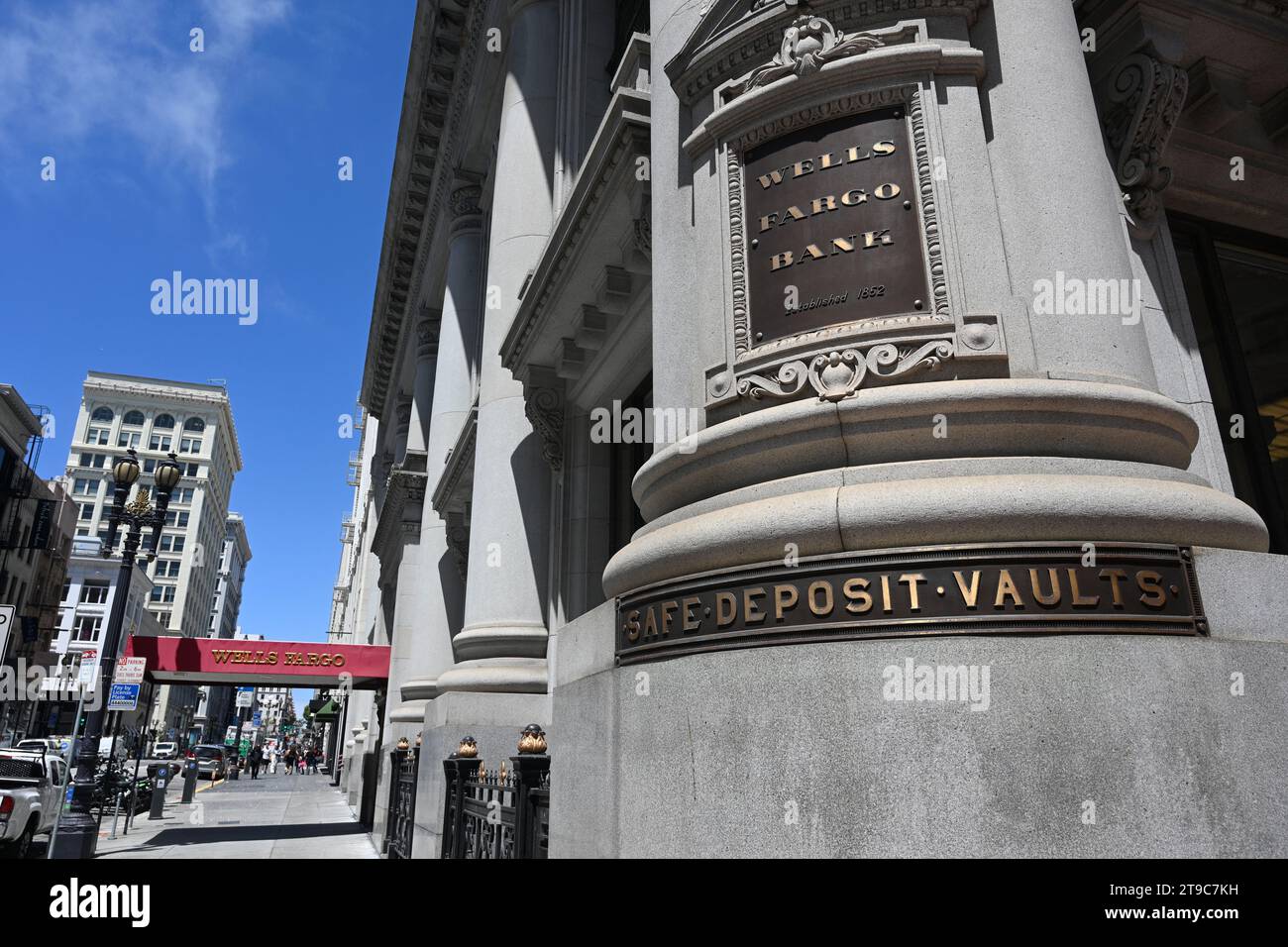 San Francisco, CA, USA - July 26, 2023: A Wells Fargo Bank in downtown of San Francisco. Stock Photo