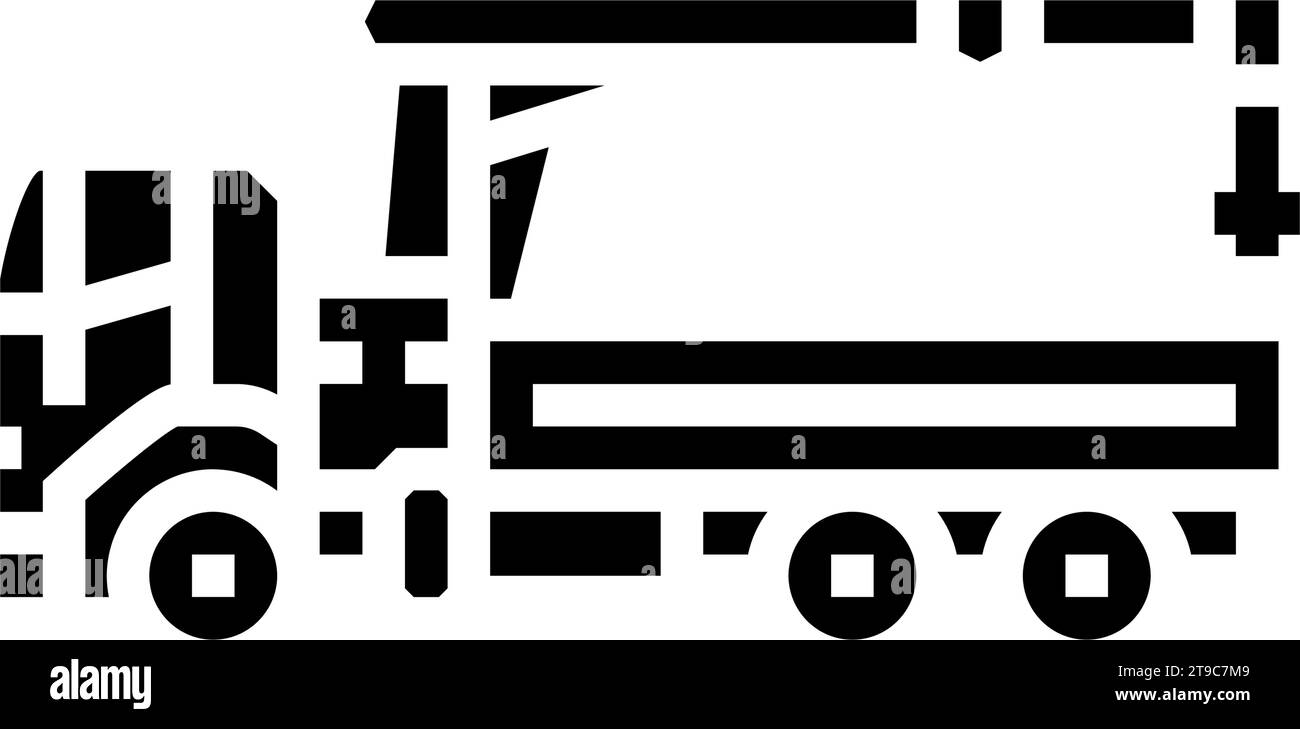 boom truck construction vehicle glyph icon vector illustration Stock Vector