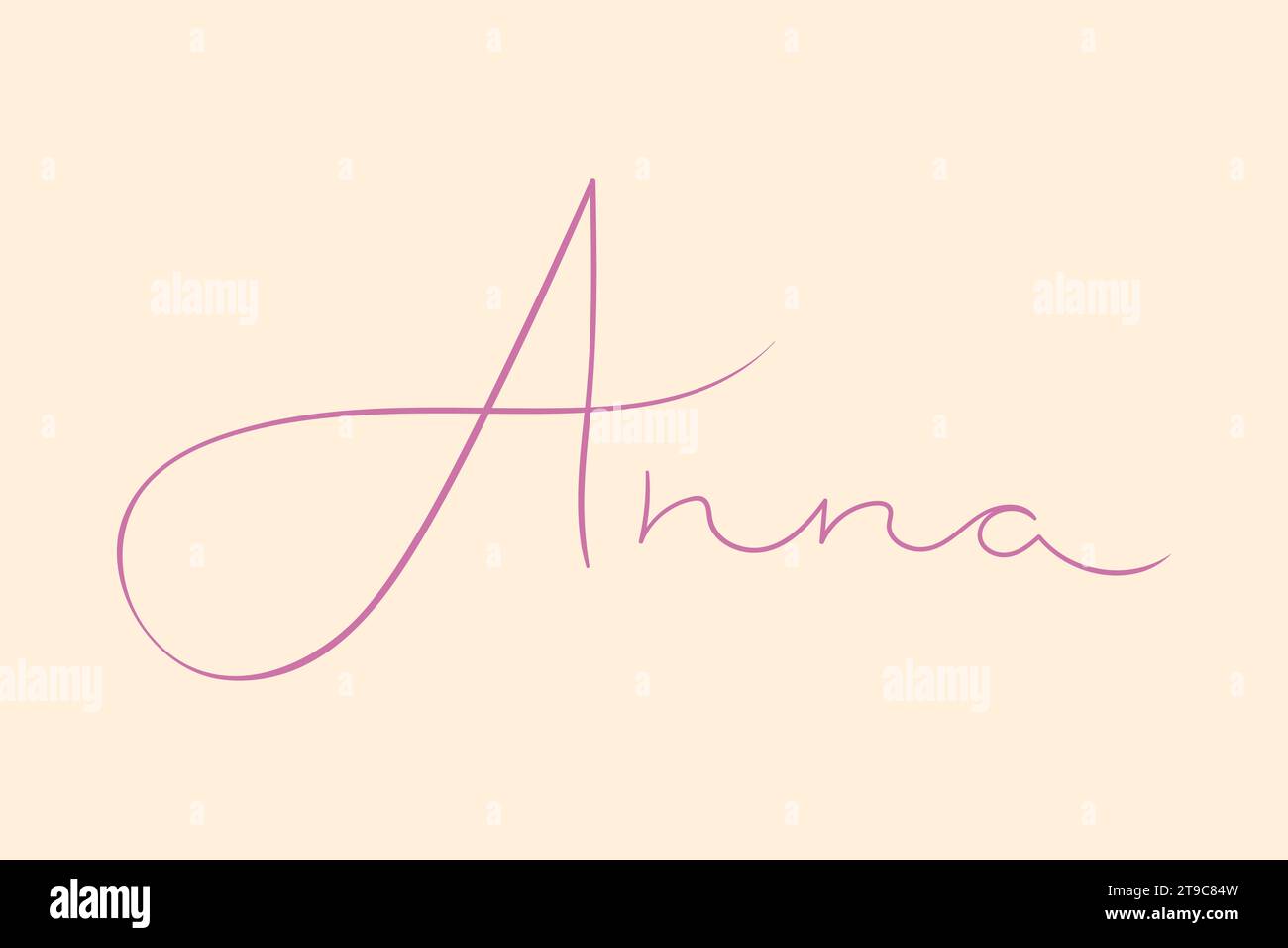 Female name Anna. Handwritten lettering calligraphy Girl name. Vector illustration Stock Vector