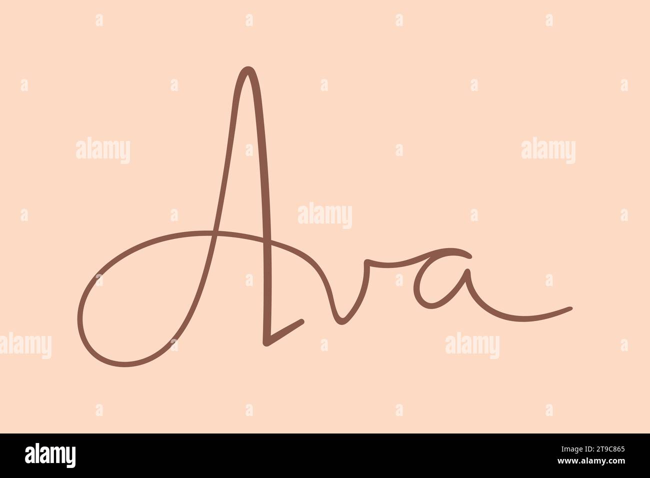 Female name Ava. Handwritten lettering calligraphy Girl name. Vector illustration Stock Vector